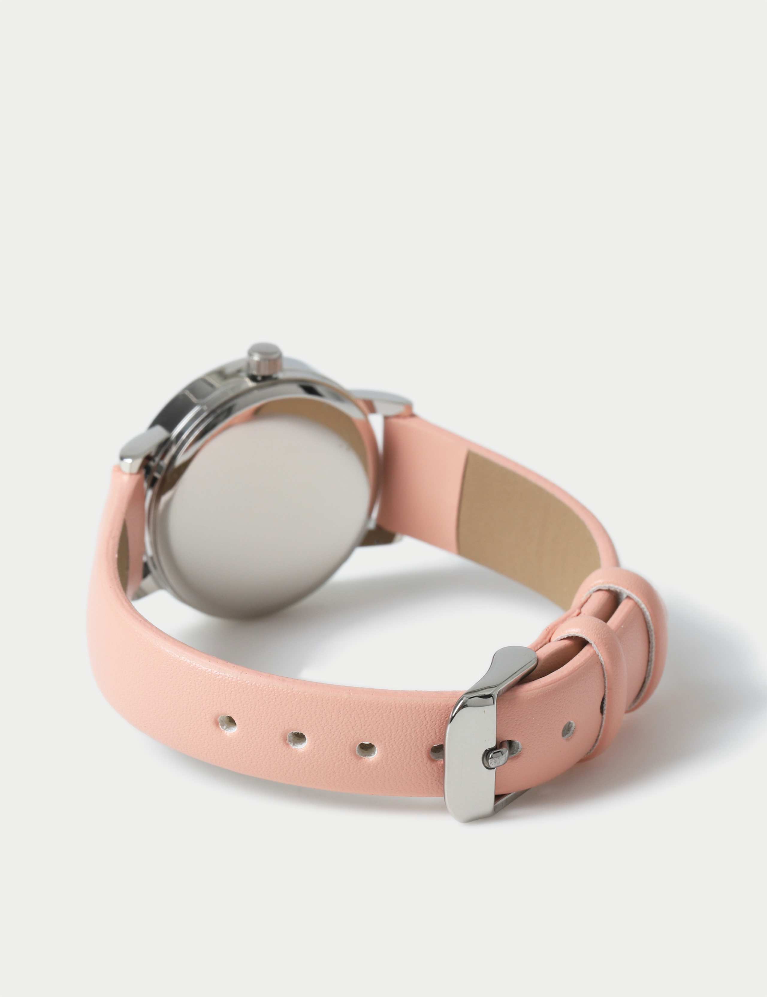Pink Minimalist Faux Leather Strap Watch 3 of 3