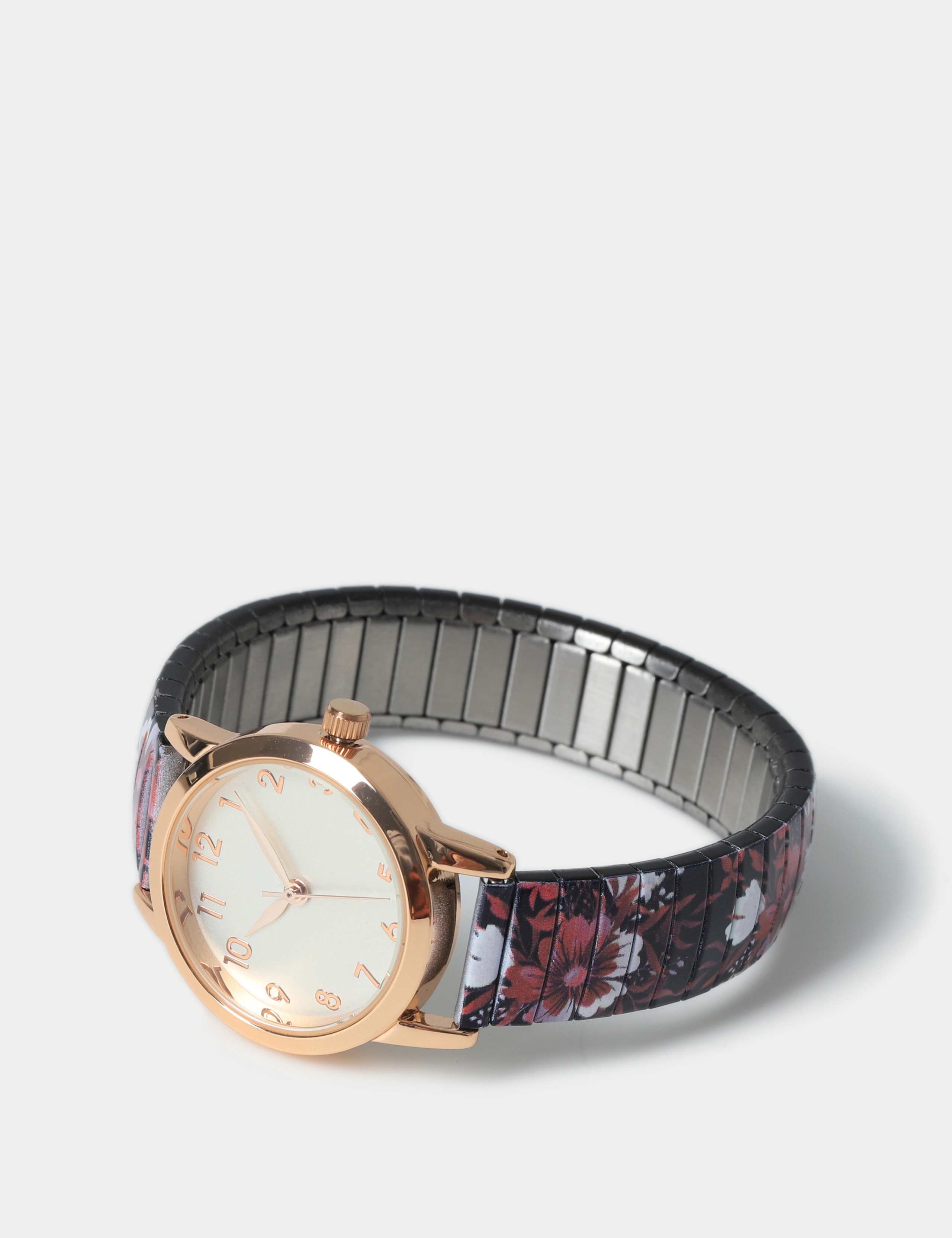 Burgundy Floral Stretch Watch 2 of 3