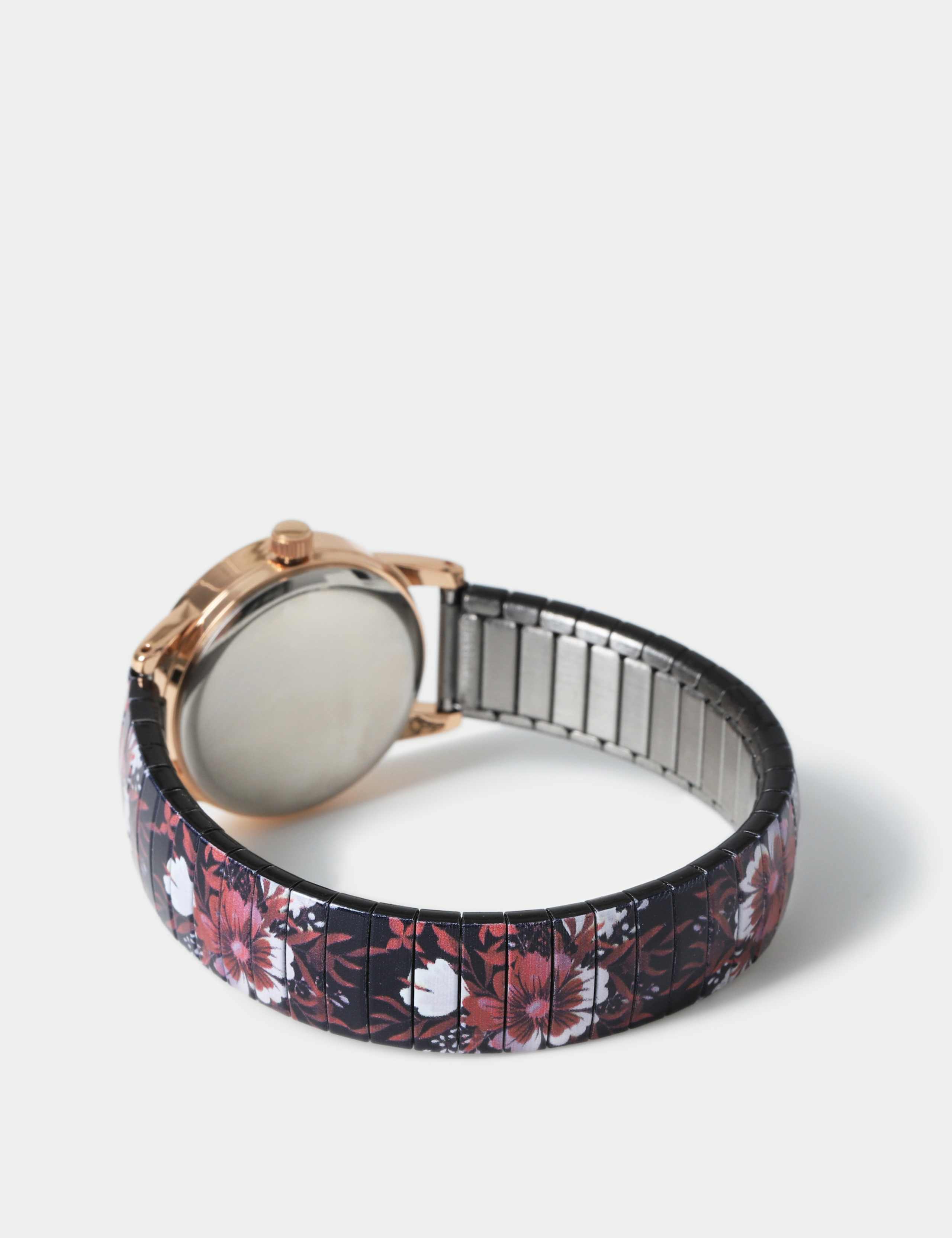 Burgundy Floral Stretch Watch 3 of 3
