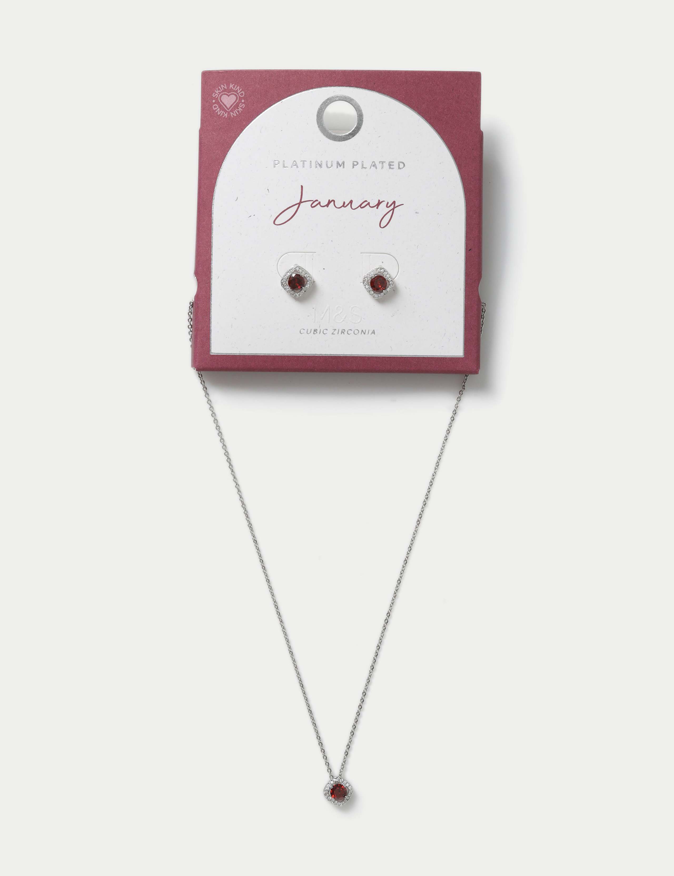 Platinum Plated January Birthstone Earring and Necklace Set 1 of 3