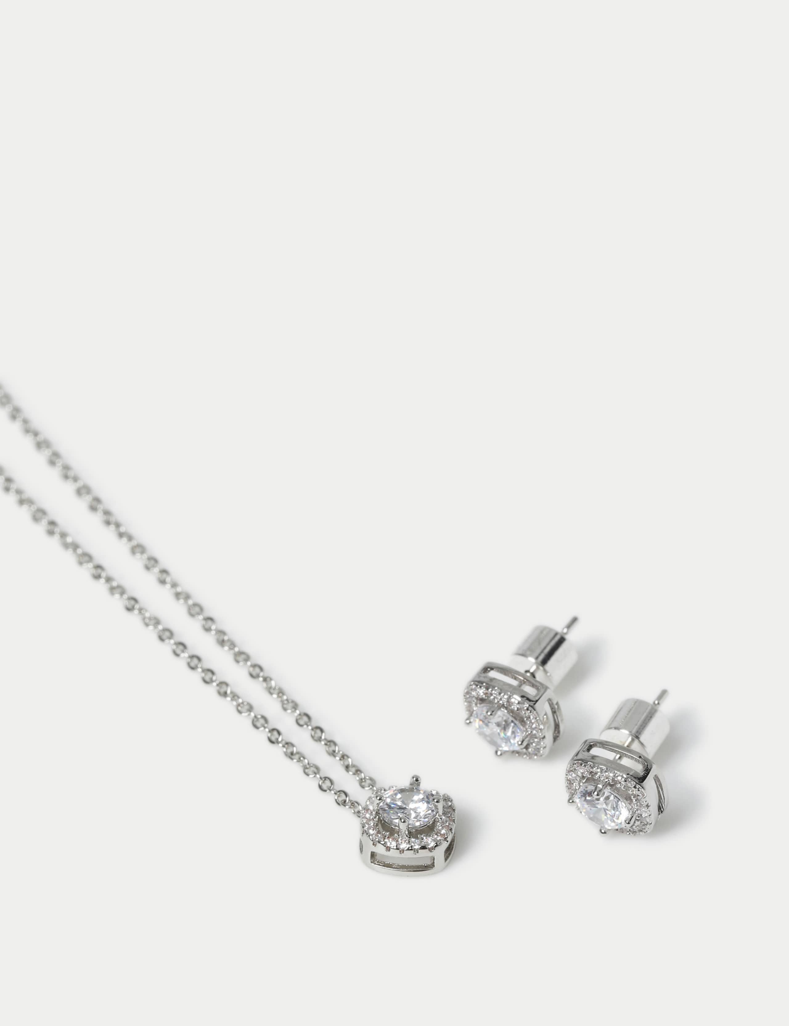 Platinum Plated April Birthstone Earring and Necklace Set 3 of 3