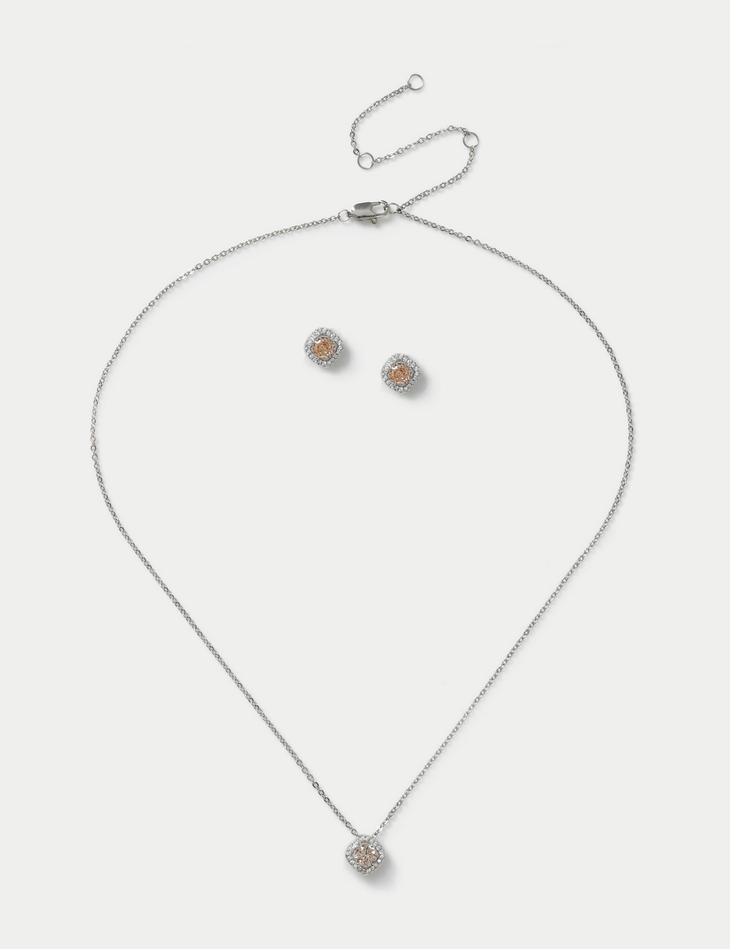 Platinum Plated November Birthstone Earring and Necklace Set 2 of 3