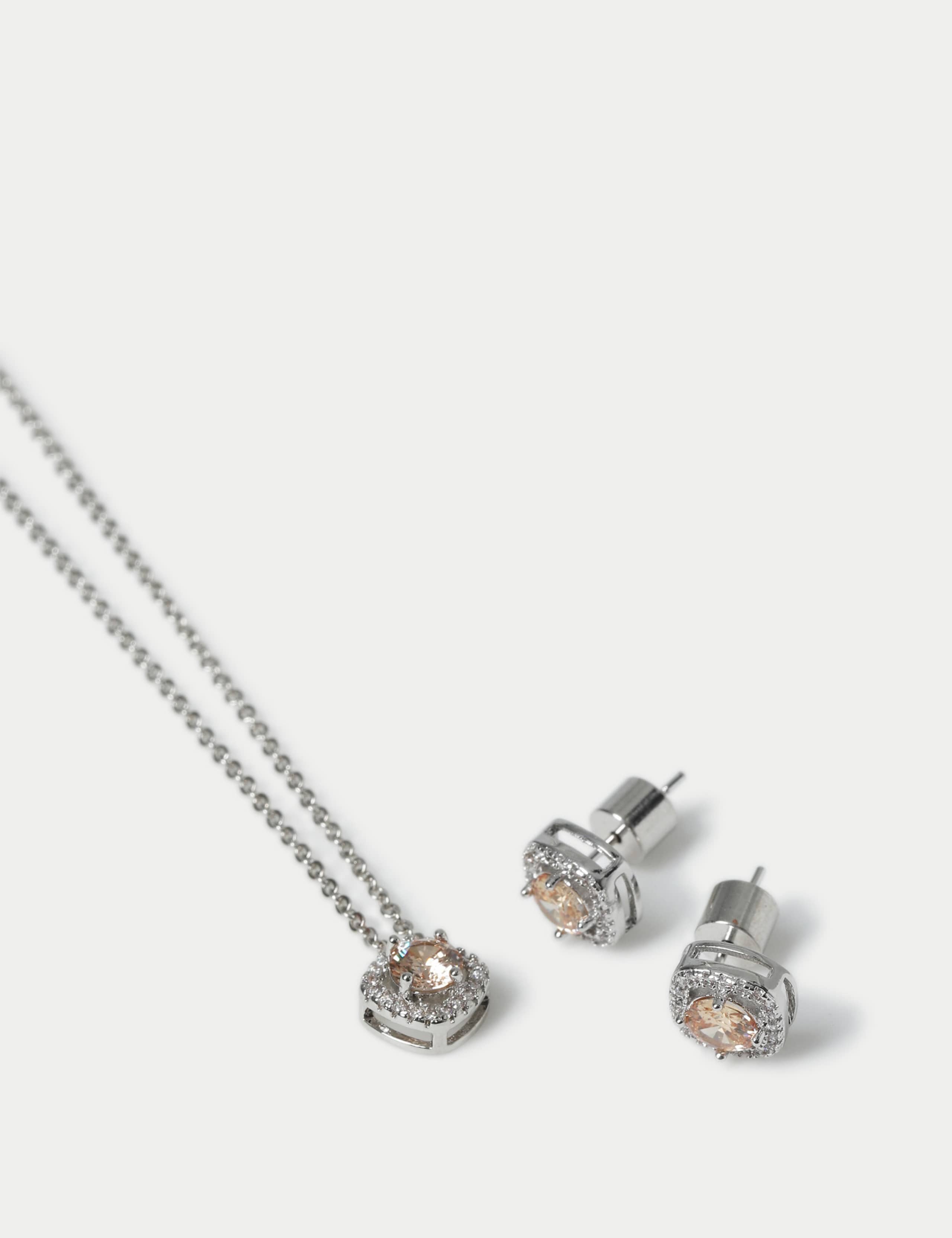 Platinum Plated November Birthstone Earring and Necklace Set 3 of 3