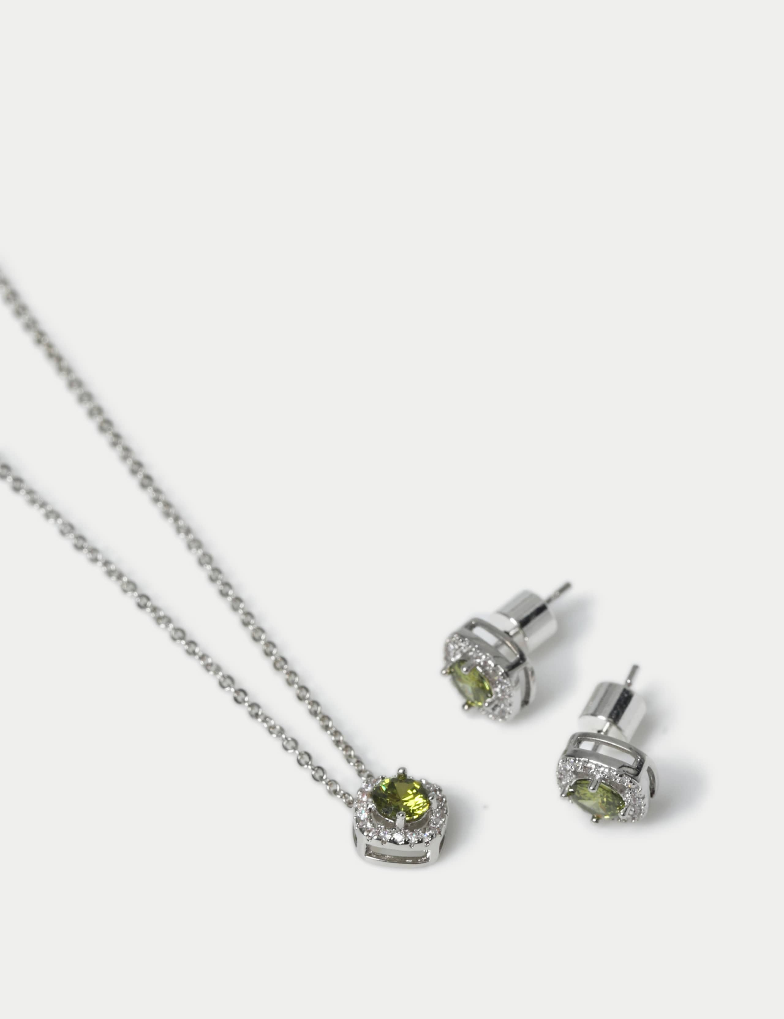 Platinum Plated August Birthstone Earring and Necklace Set 3 of 3
