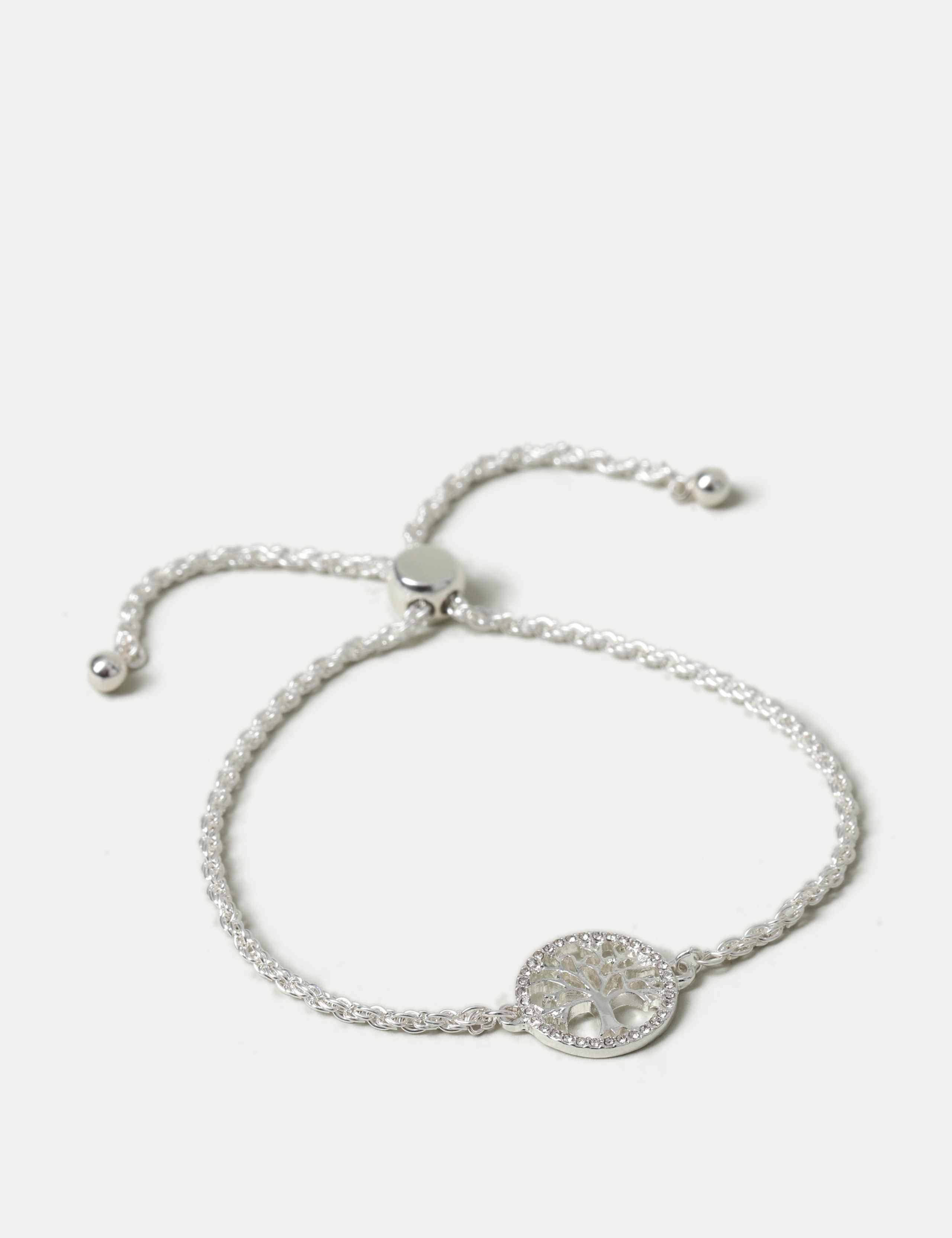 Silver Tone Tree Pattern Stretch Bracelet 1 of 3