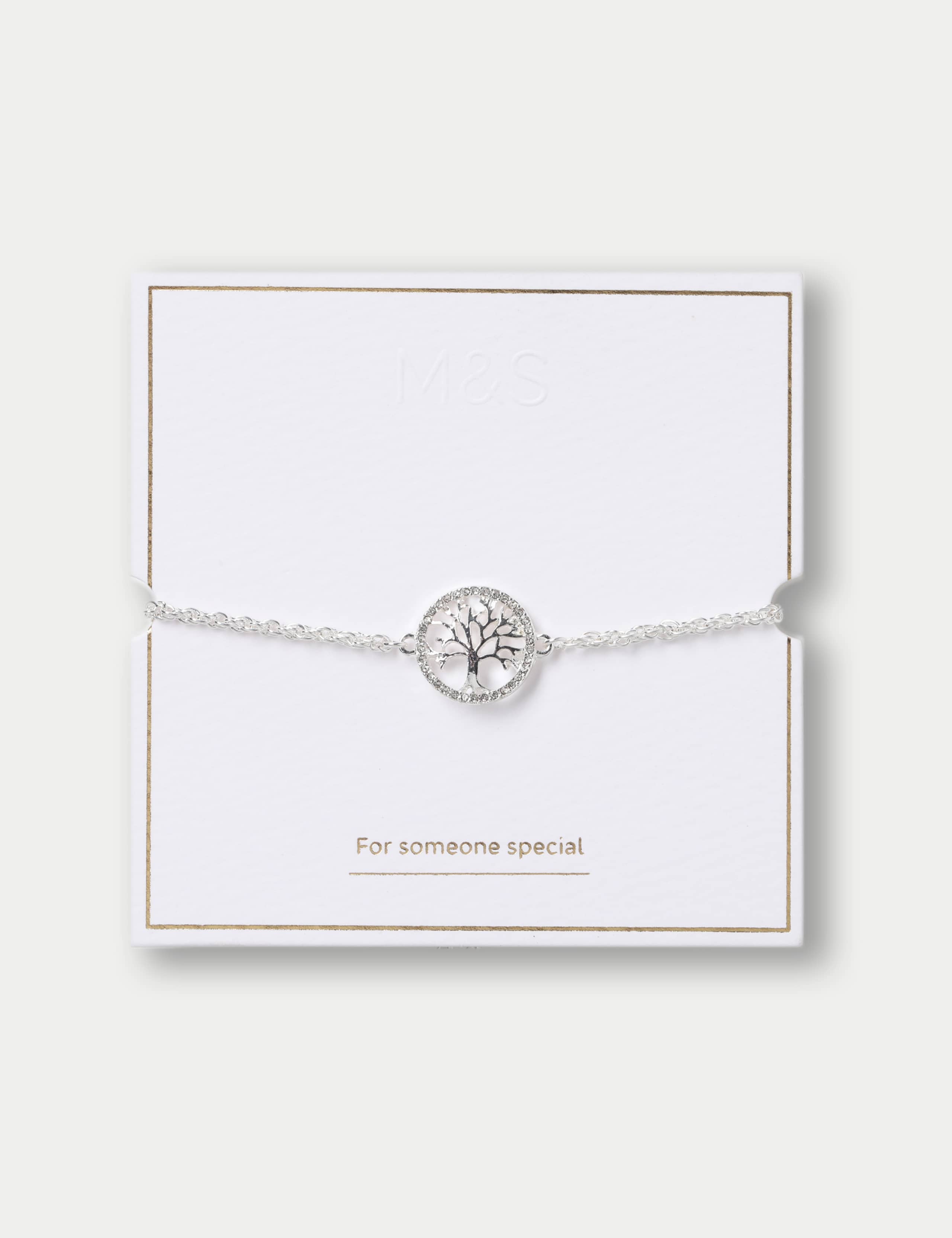 Silver Tone Tree Pattern Stretch Bracelet 2 of 3