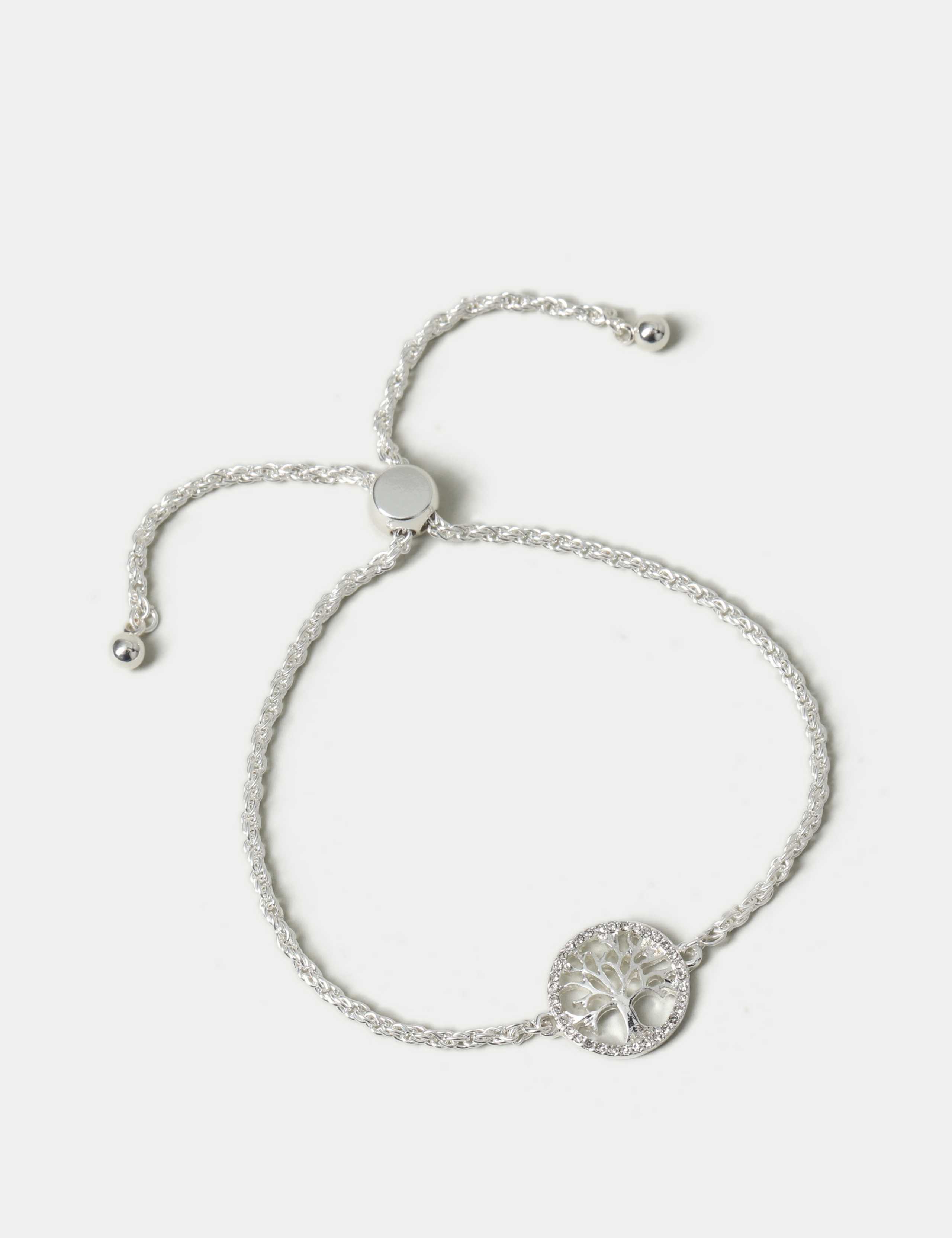 Silver Tone Tree Pattern Stretch Bracelet 3 of 3