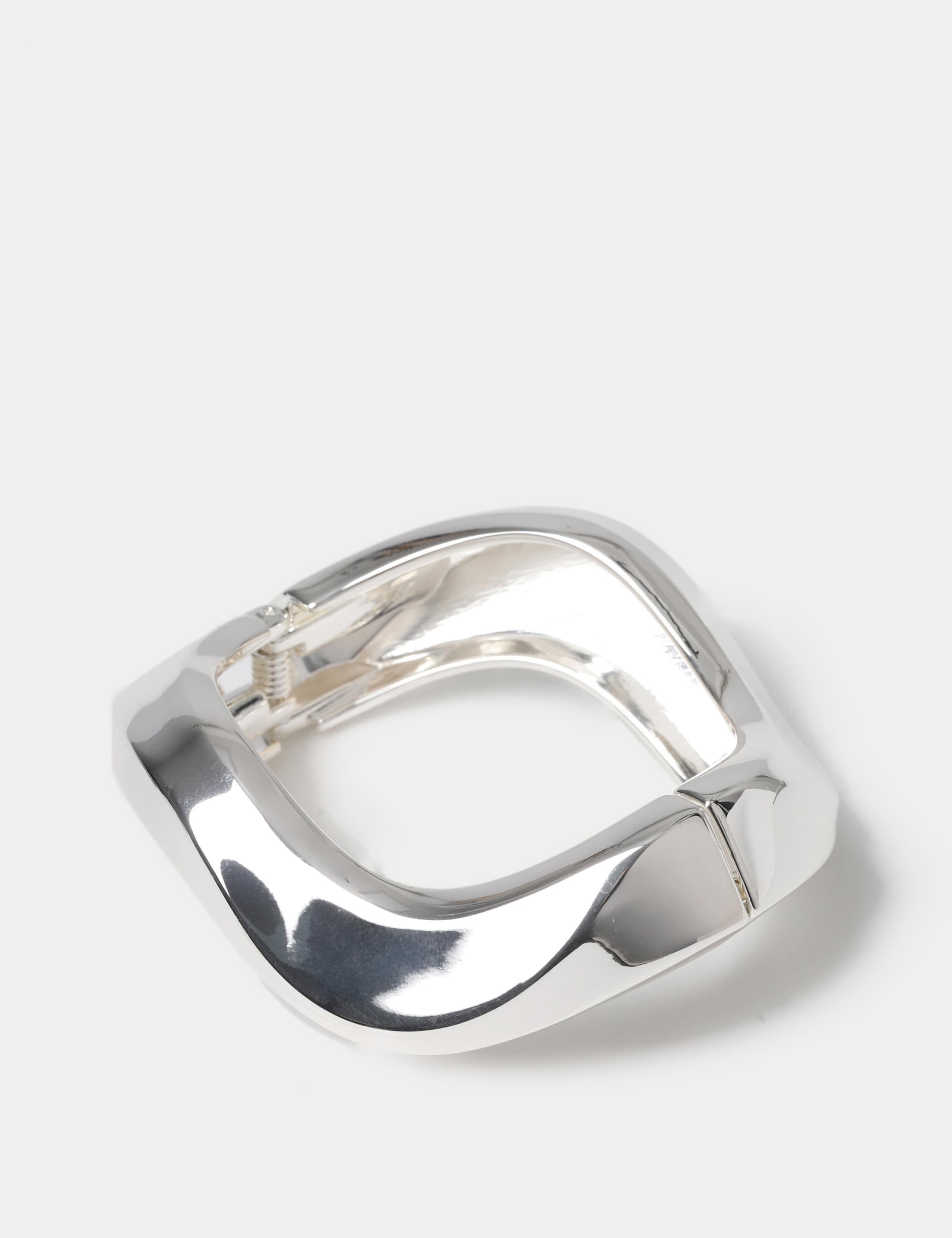 Silver Tone Hinged Bangle 2 of 2