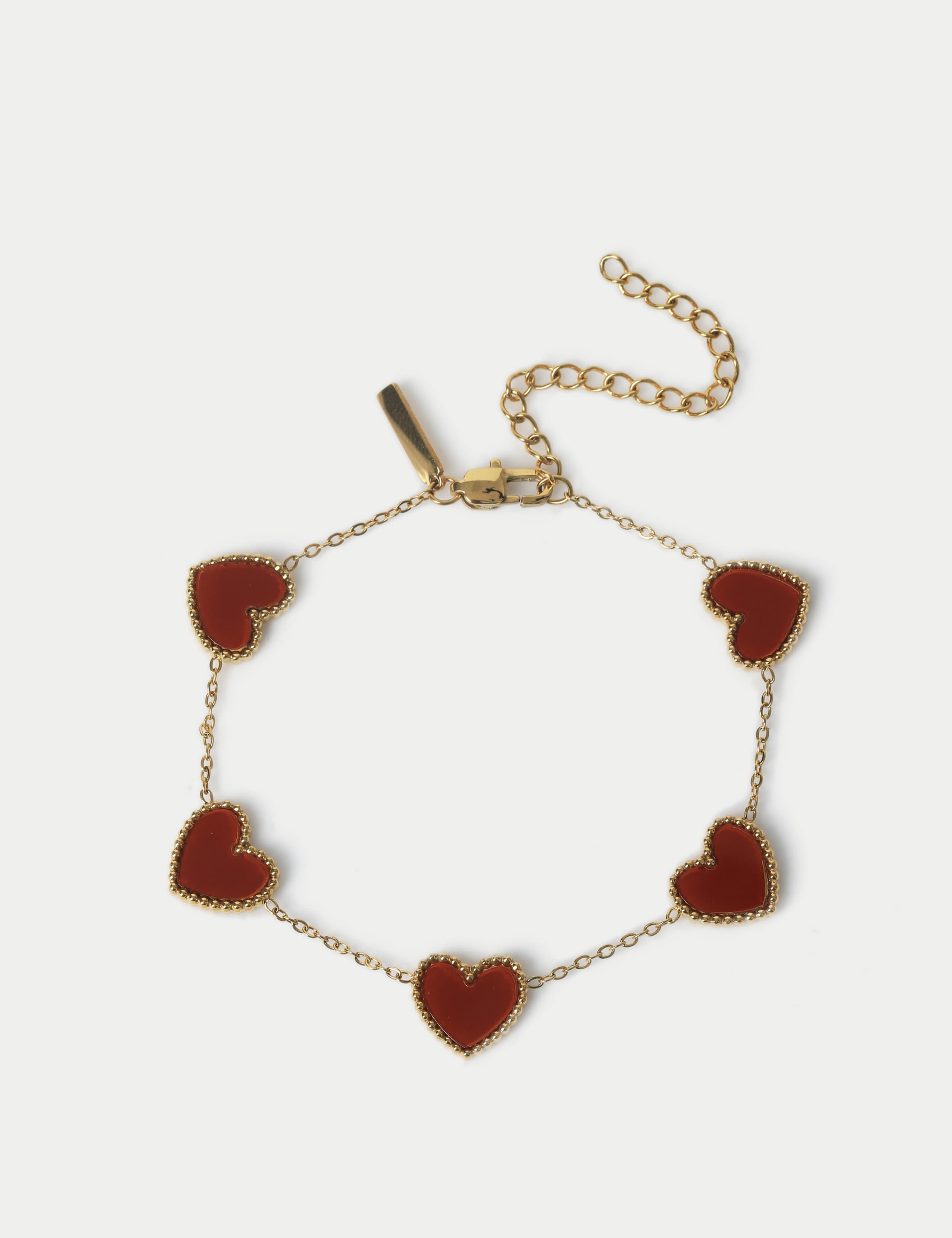 Waterproof Stainless St-shirtl Burgundy Heart Bracelet 1 of 2