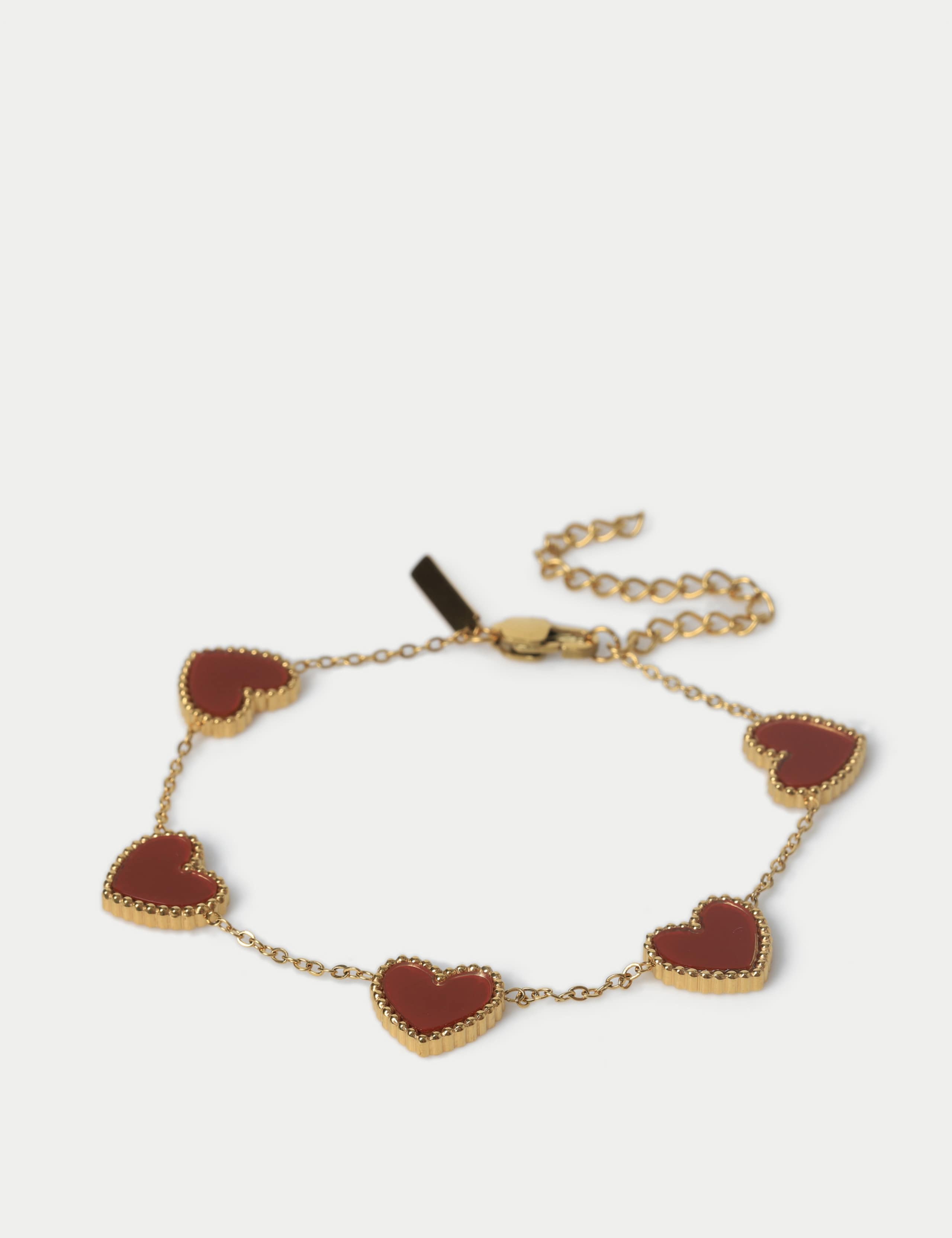 Waterproof Stainless St-shirtl Burgundy Heart Bracelet 2 of 2