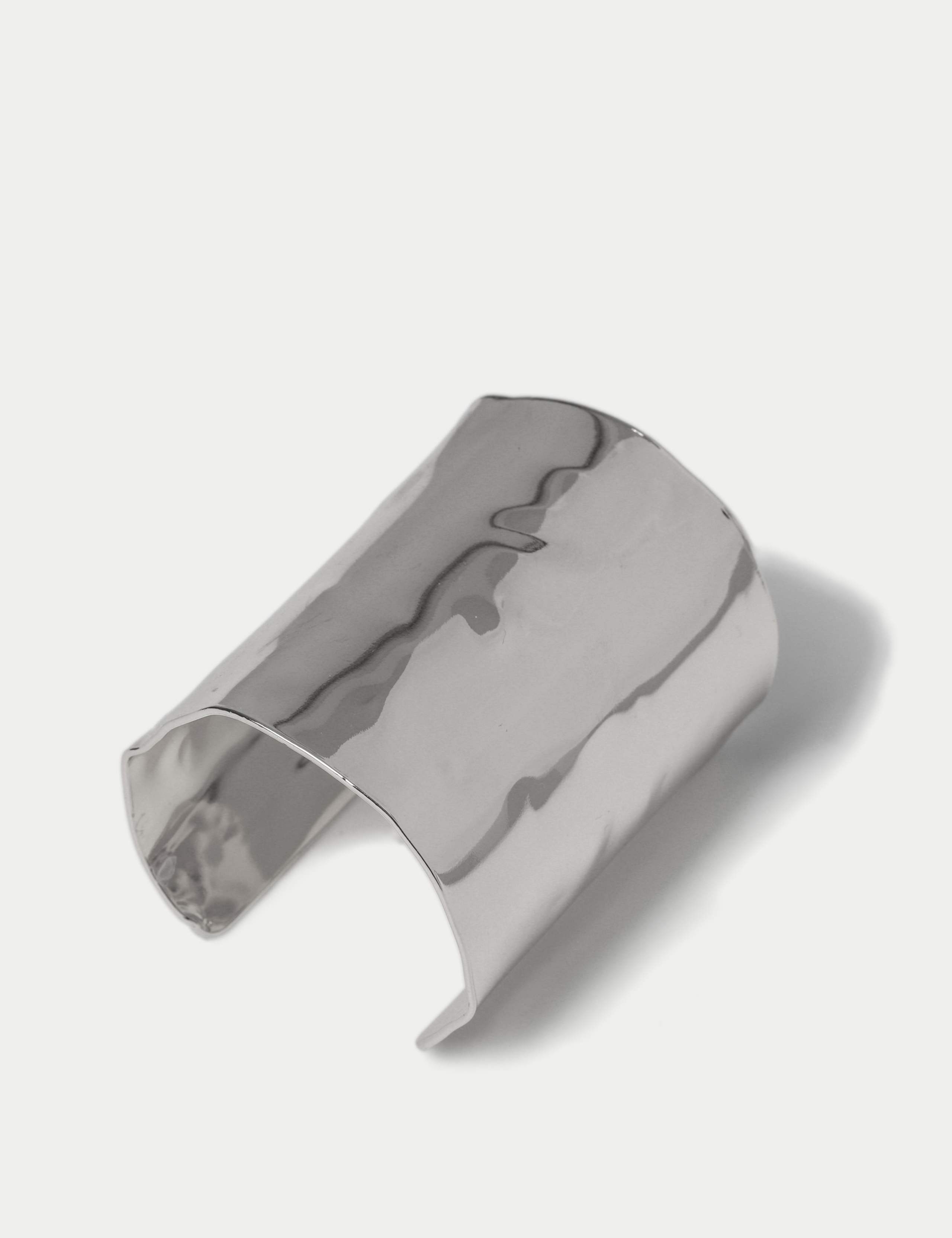 Oversized Silver Tone Molten Large Cuff 3 of 4