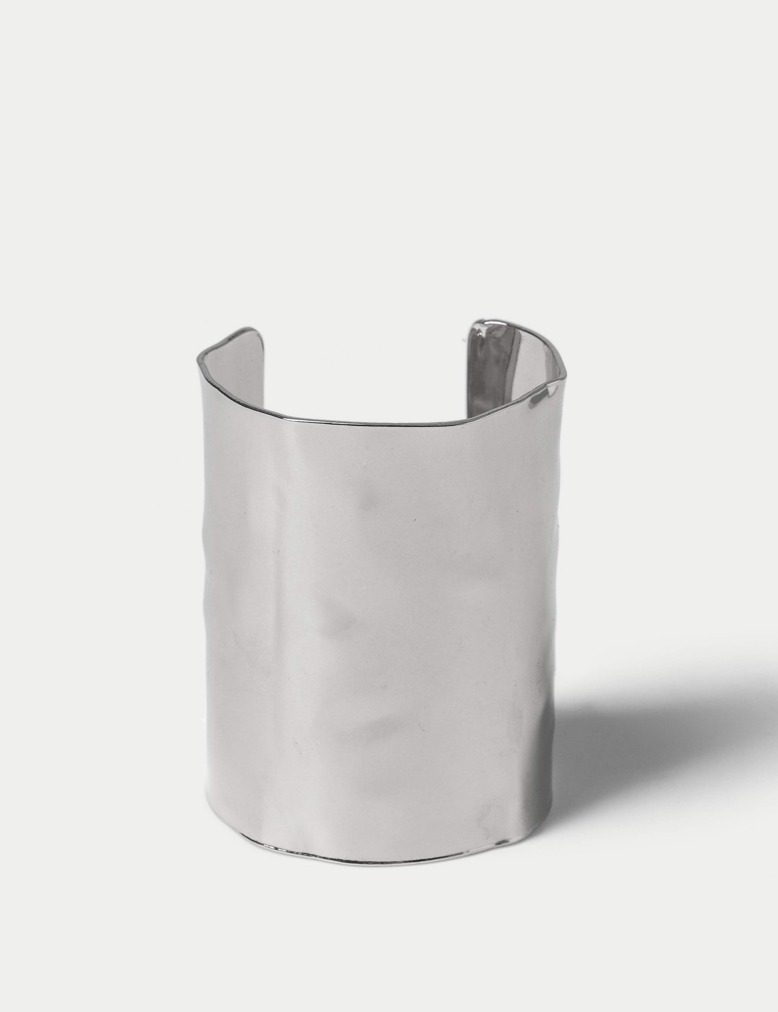 Oversized Silver Tone Molten Large Cuff 2 of 4
