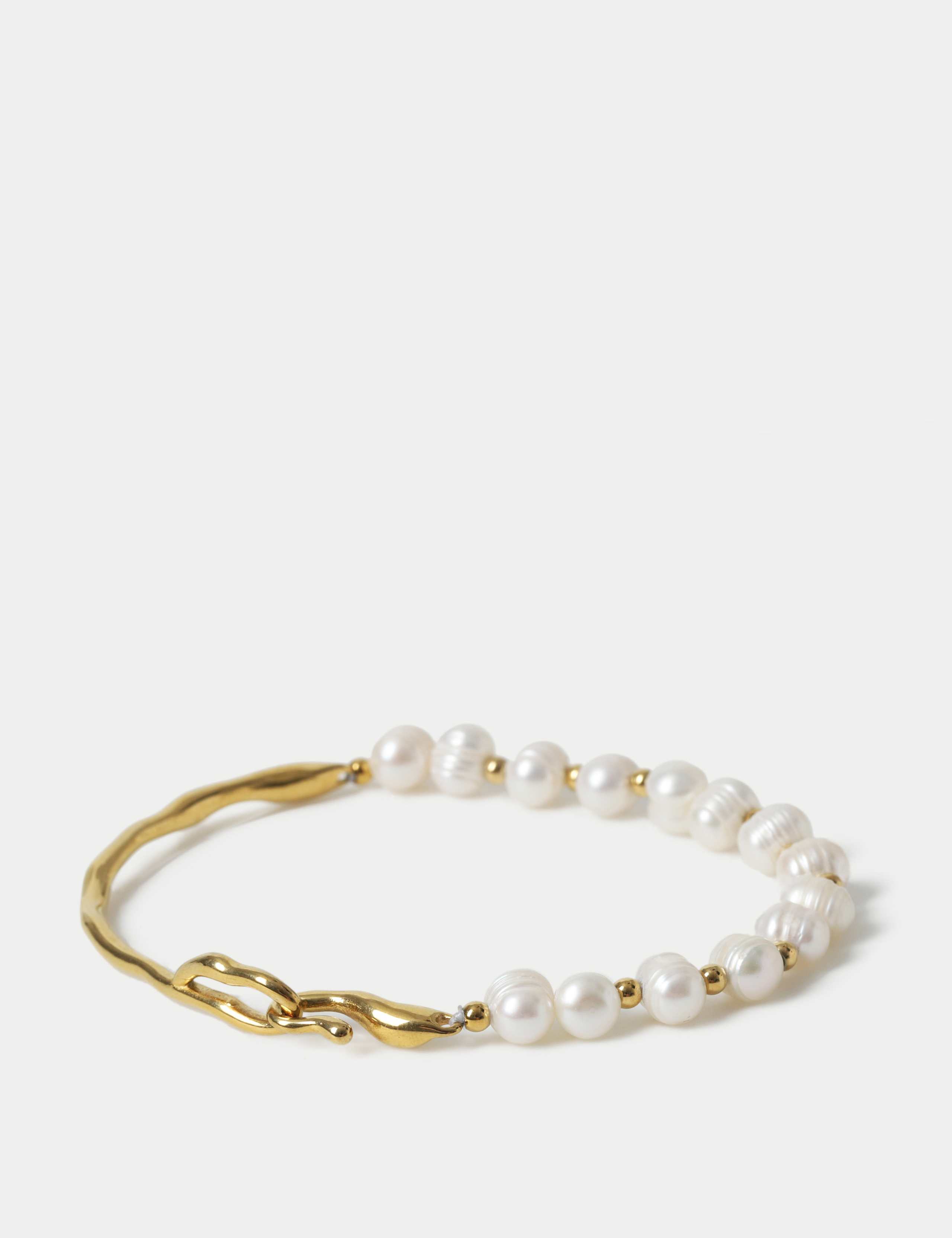 Pearl and Gold Pebble Link Bracelet 3 of 3