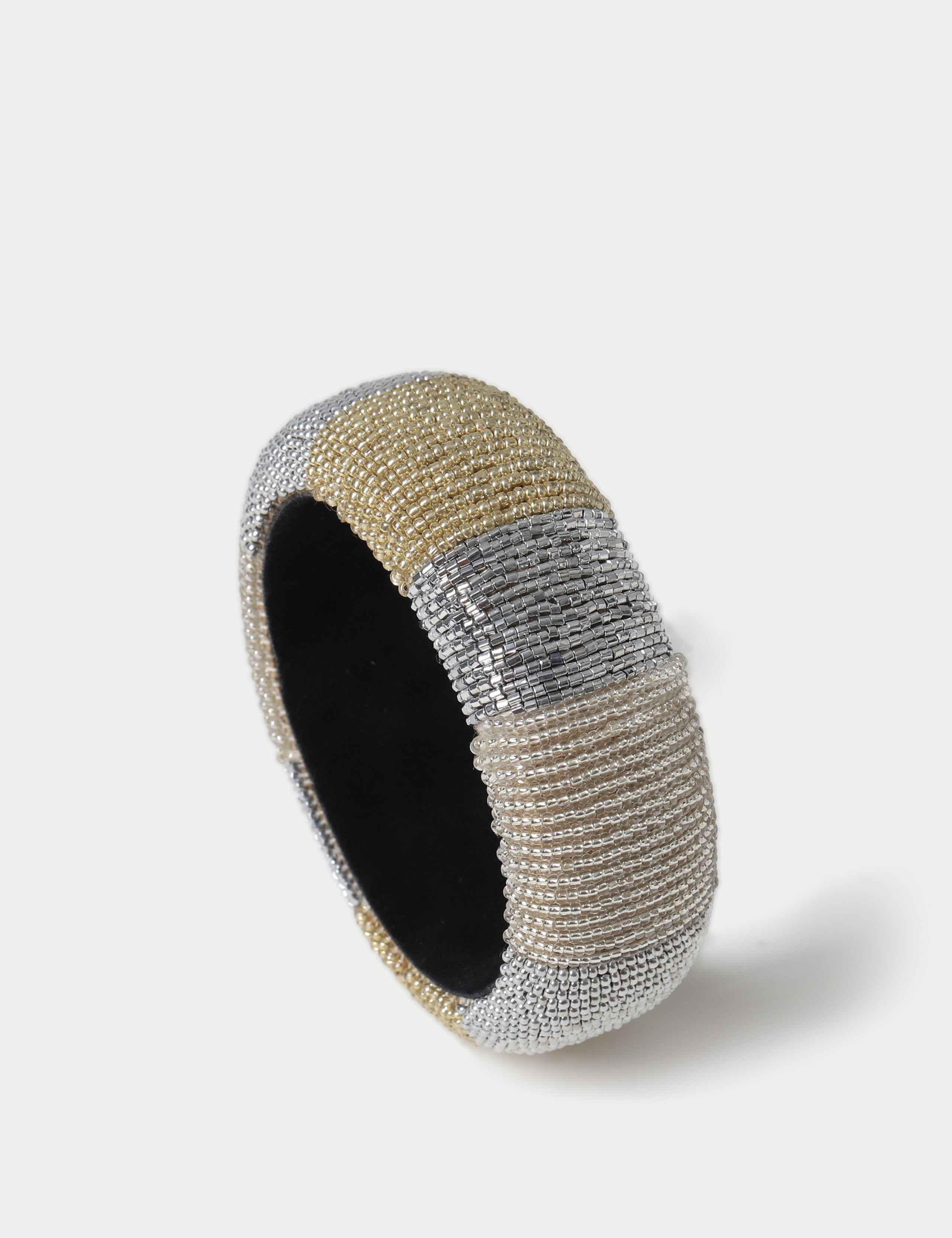 Silver Tone Beaded Bangle 2 of 2