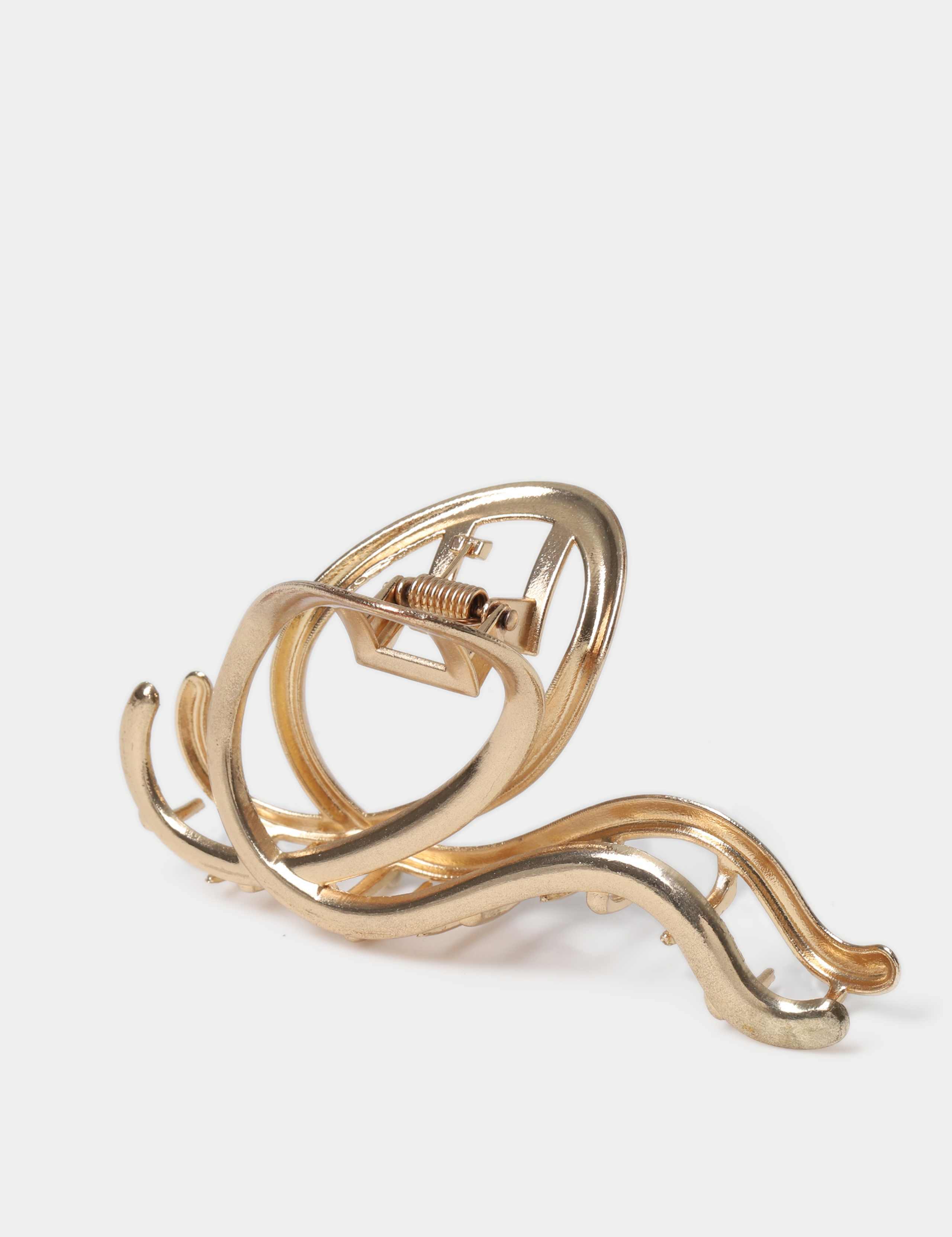 Large Gold Tone Swirl Claw 2 of 2