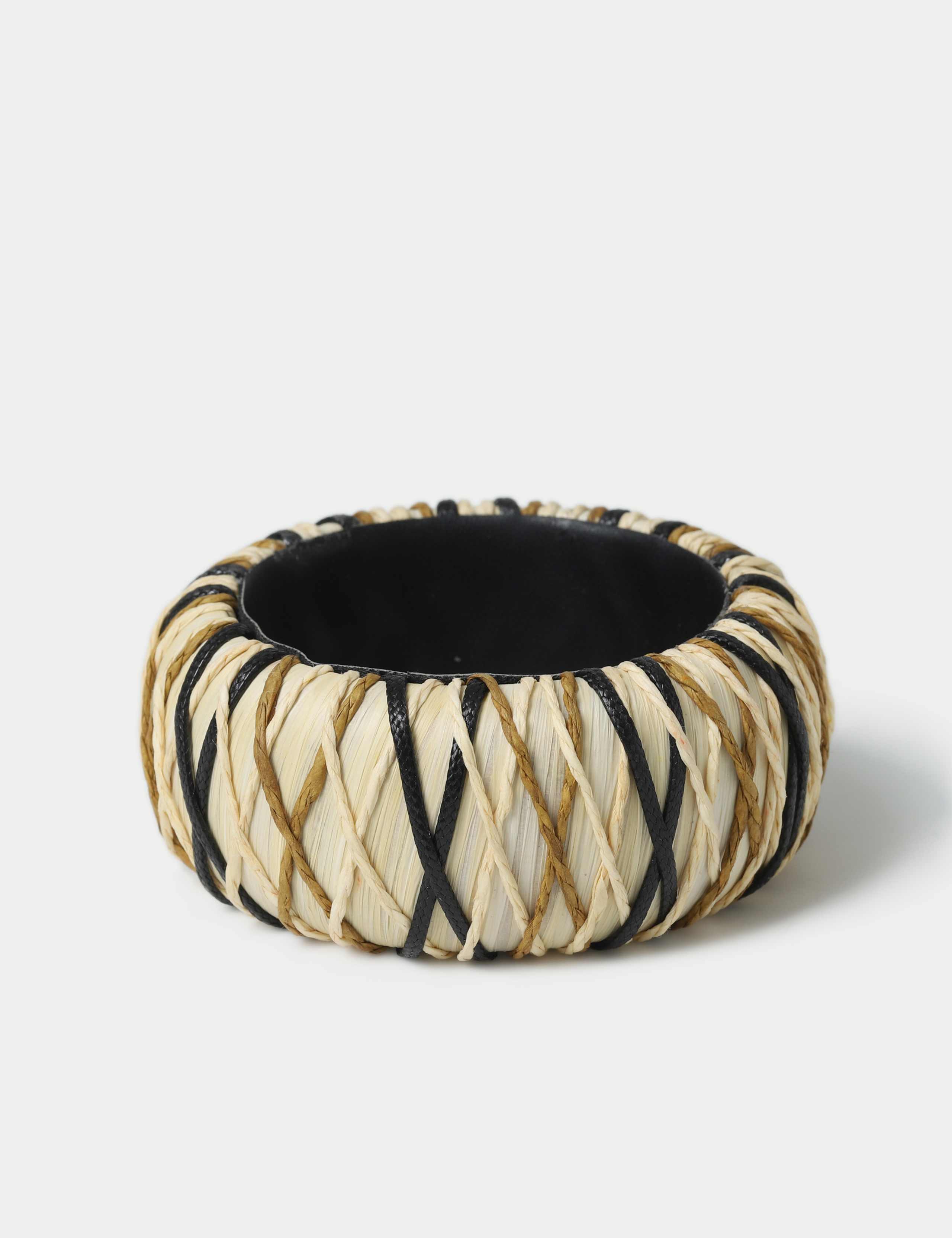 Cream and Multi Colour Thread Wooden Bangle 2 of 2