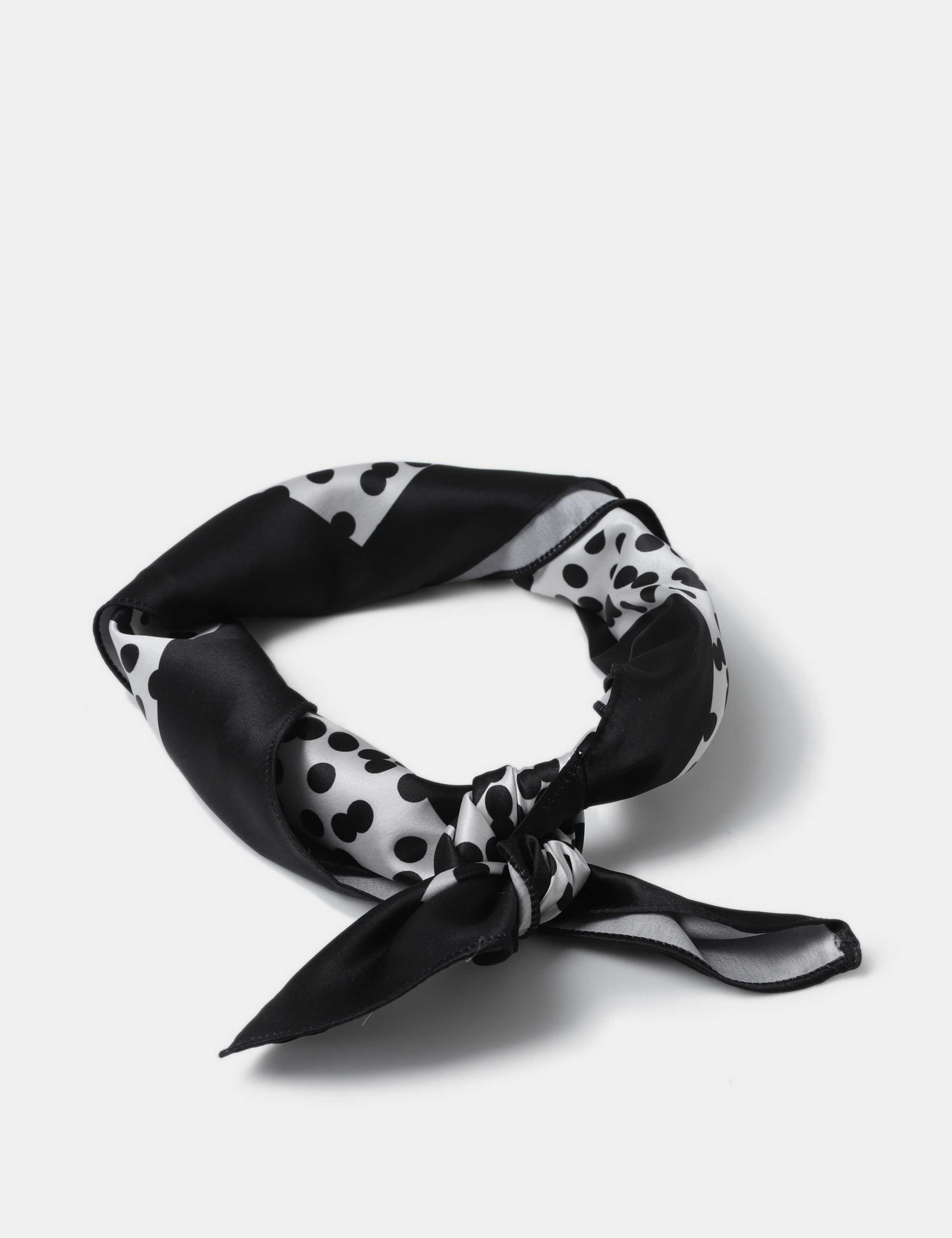 Black Mono Print Tie Me Up Hair Scarf 2 of 3