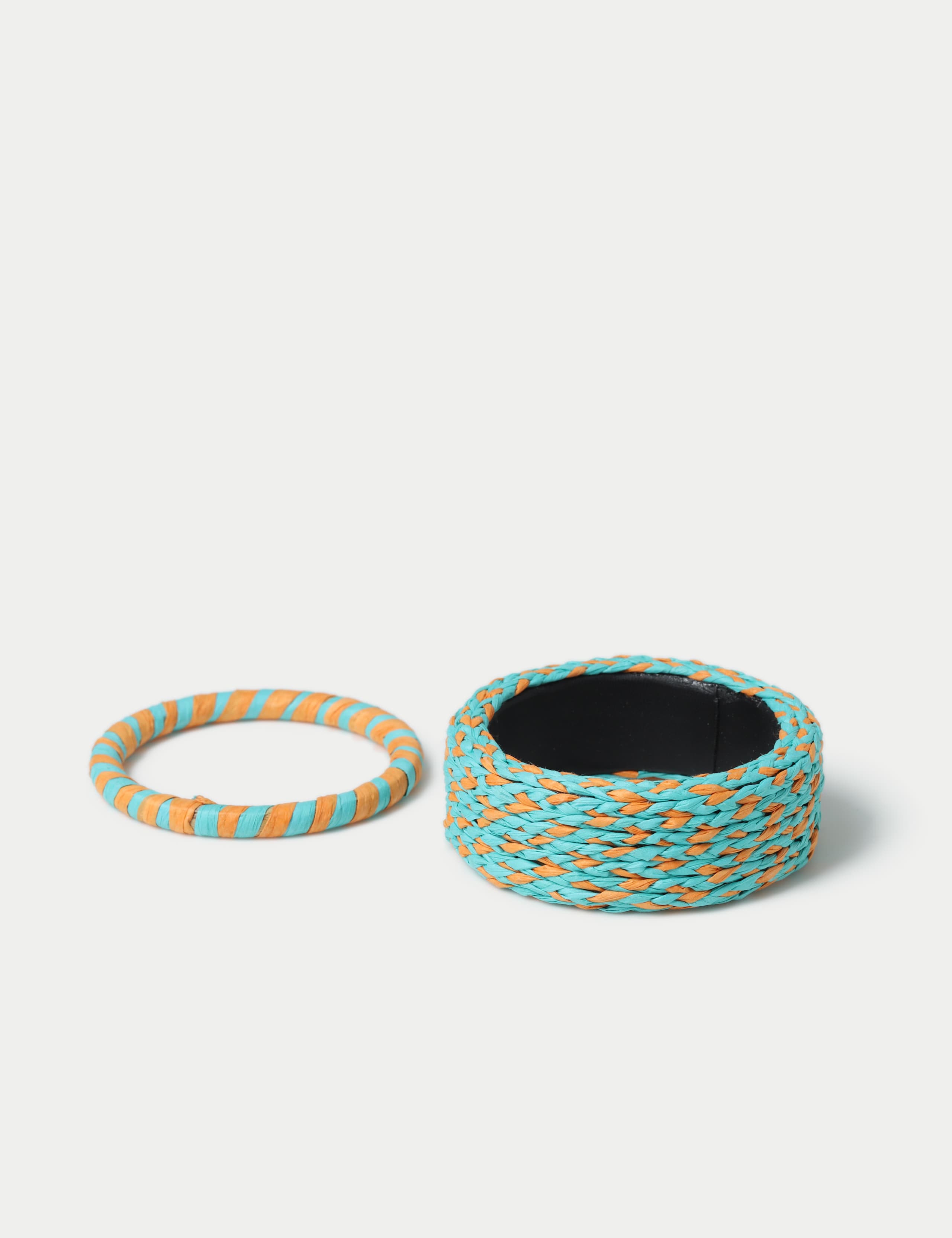 2 Pack Orange and Blue Wooden Bangle Set 2 of 2