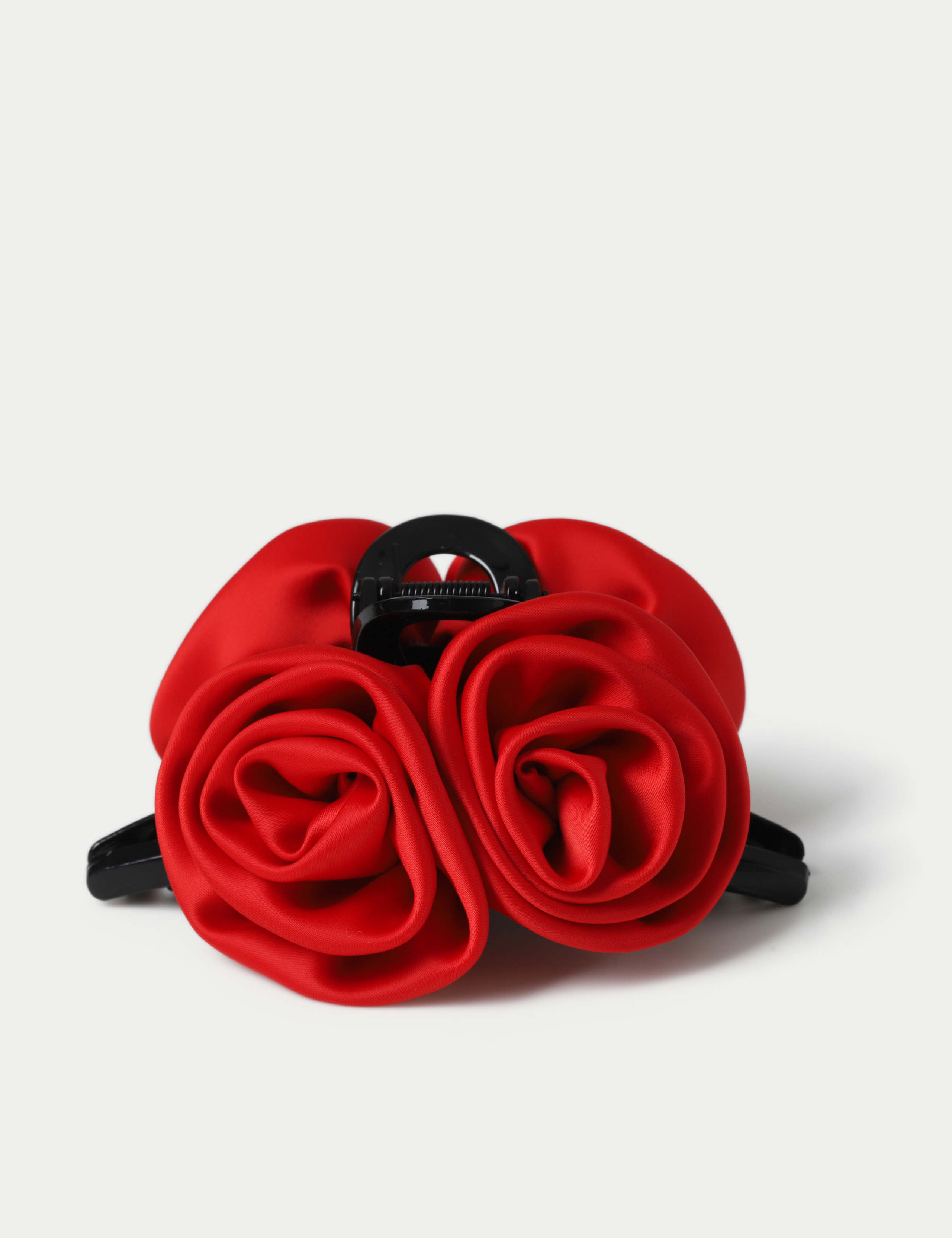 Red Satin Rose Claw Hair Grip 1 of 2