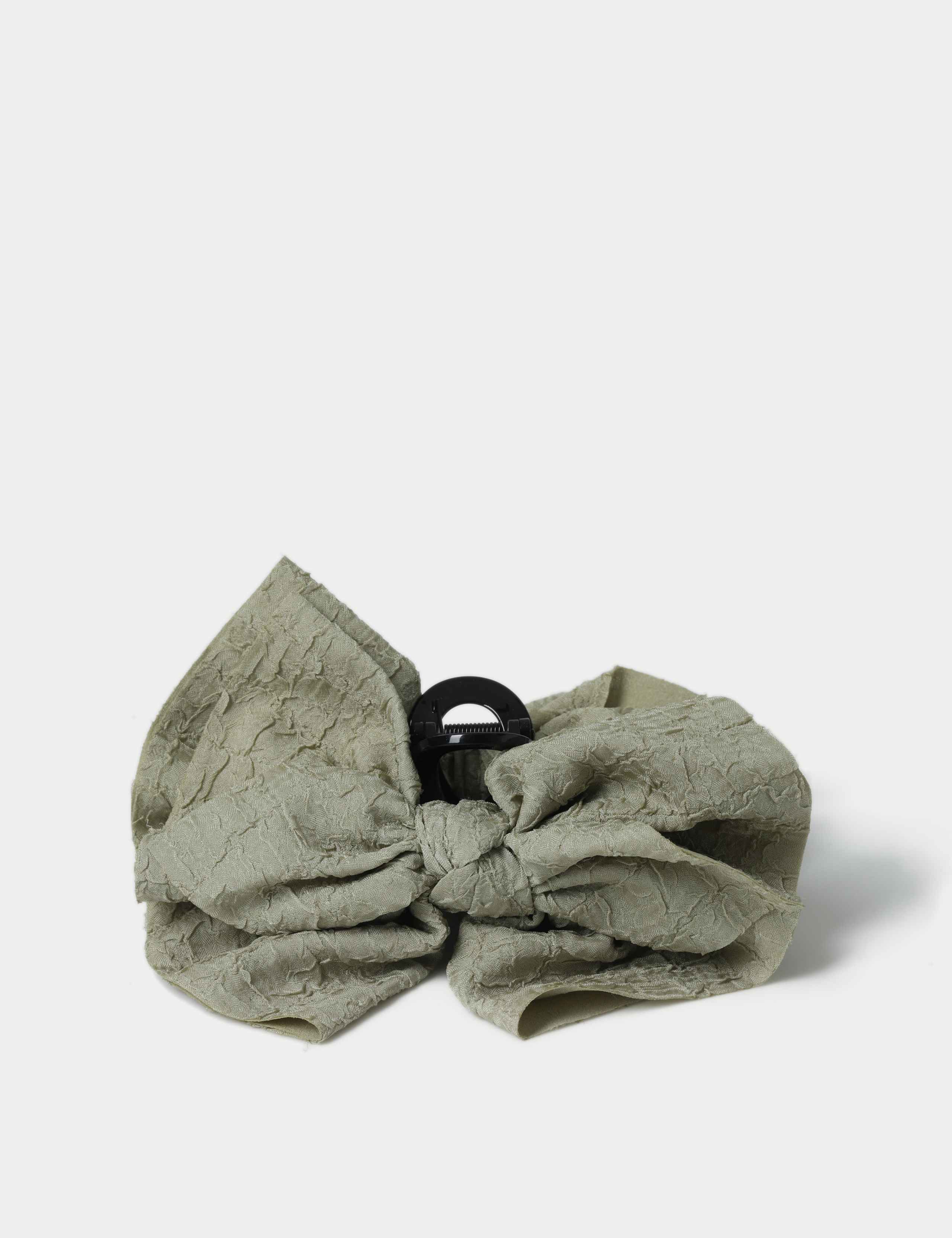 Oversized Green Fabric Hair Claw Clip 1 of 2