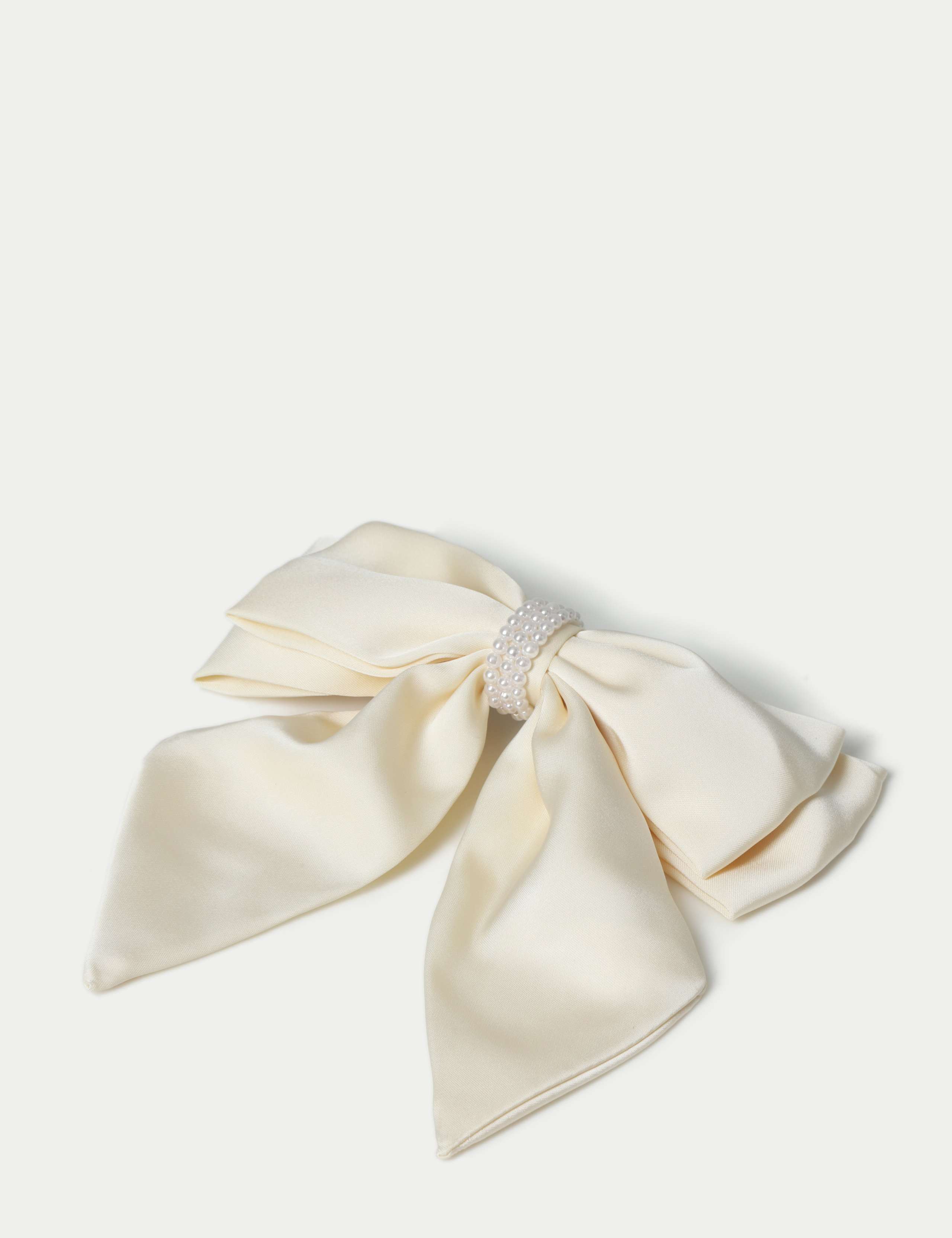 Cream Satin and Pearl Bow 2 of 3