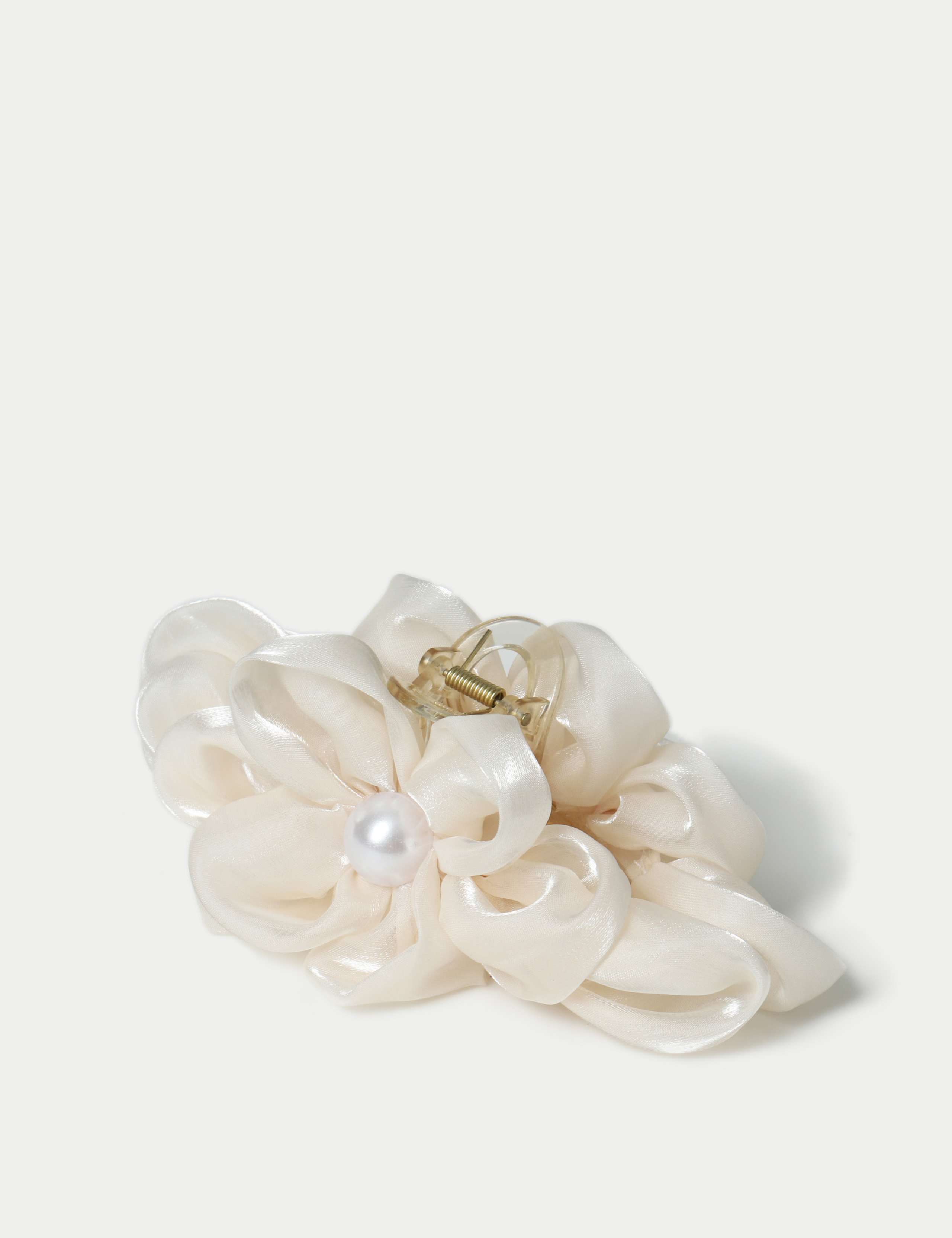 Organza Ruched Pearl  Hair Claw 2 of 2