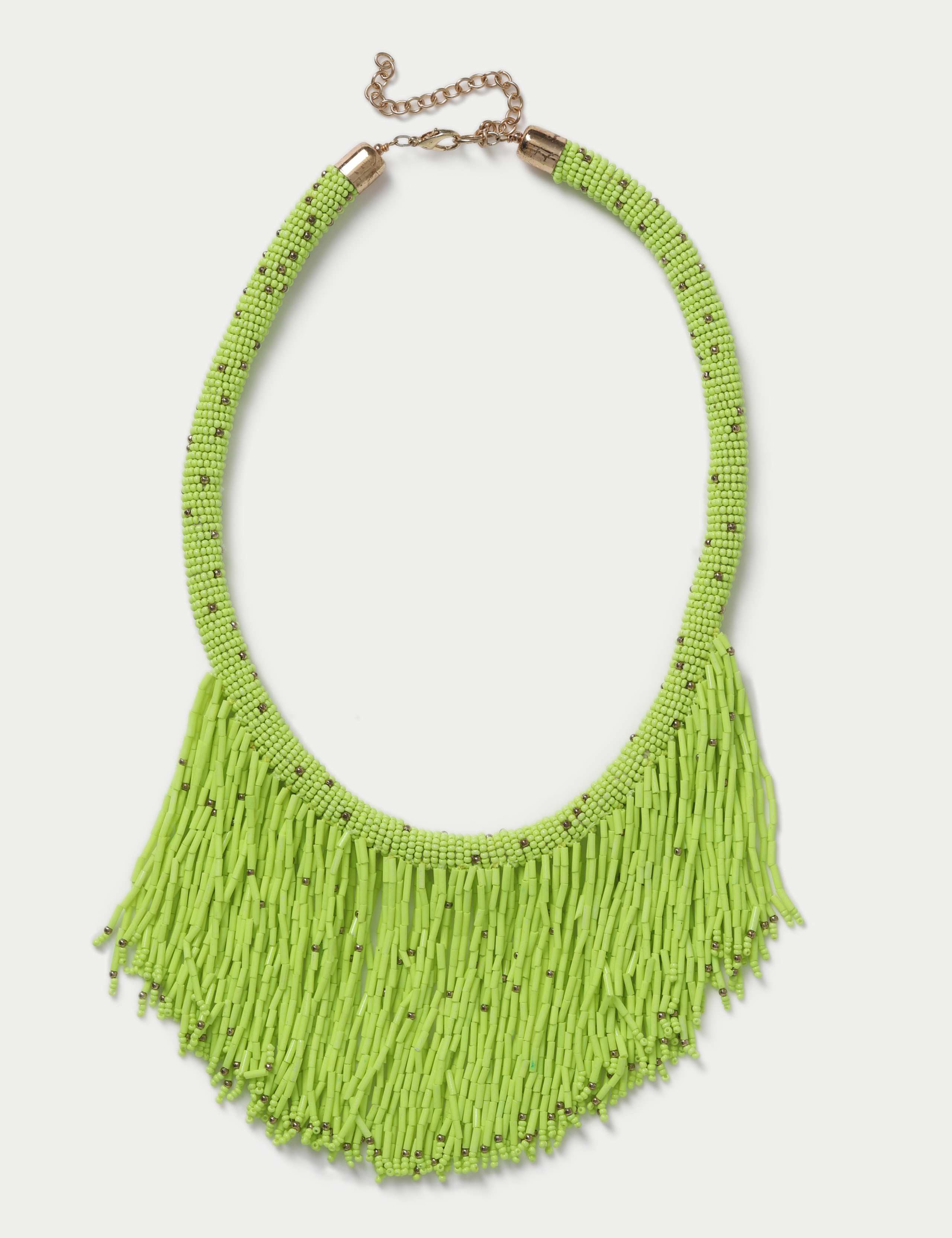 Lime Green Tassel Necklace 2 of 2
