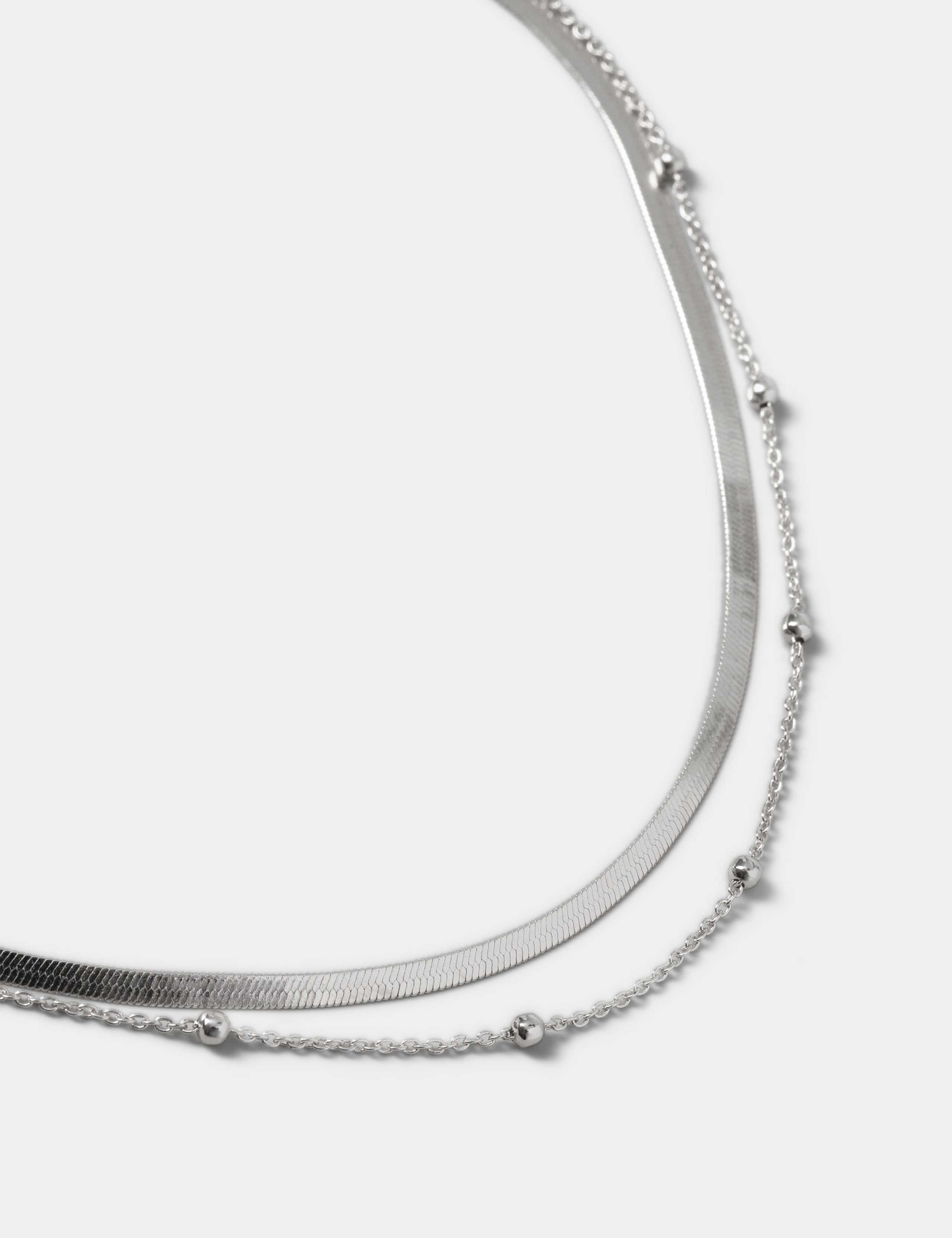 Sliver Tone Multirow Necklace 2 of 2