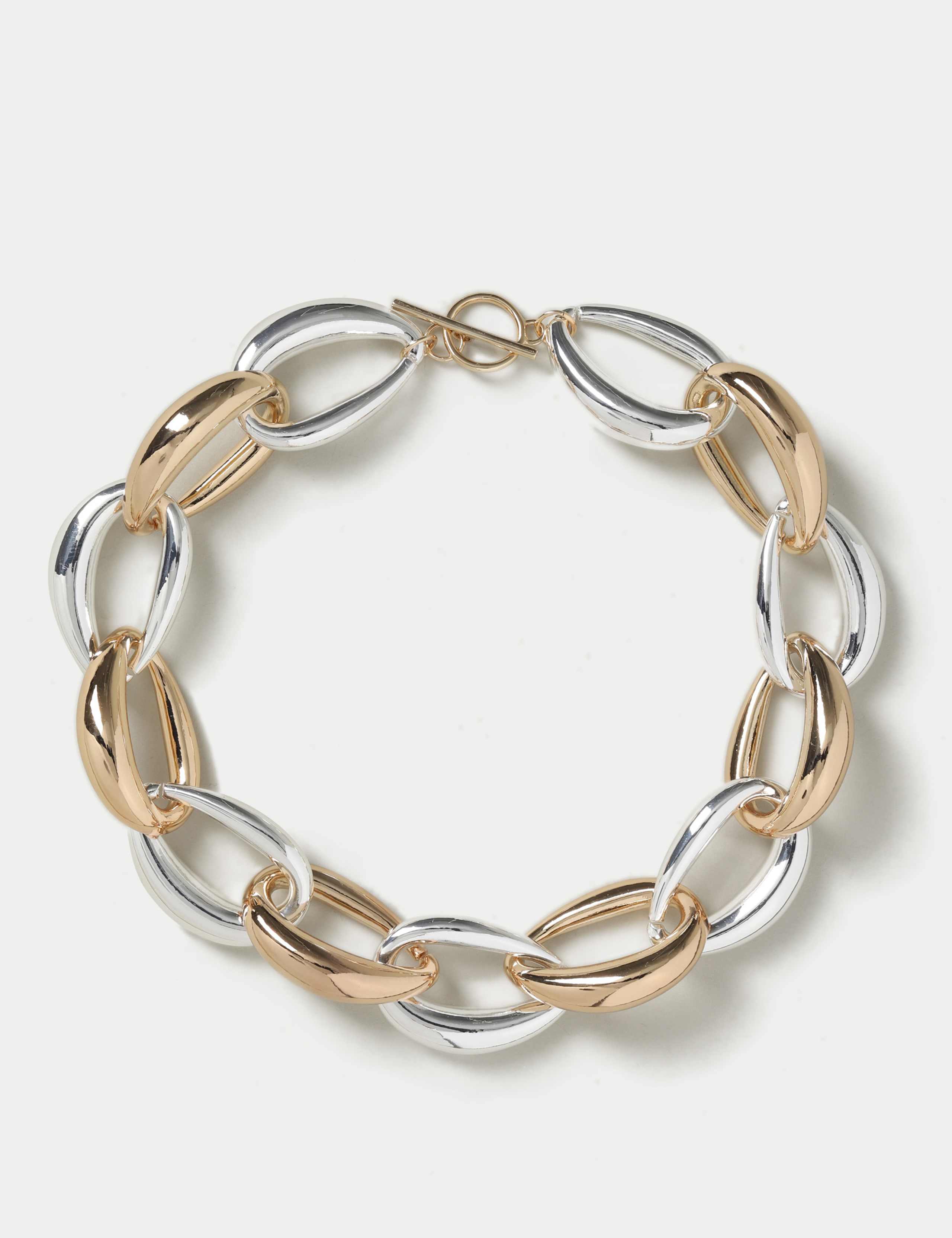 Mixed Metal Oversized Chunky Link Necklace 1 of 3