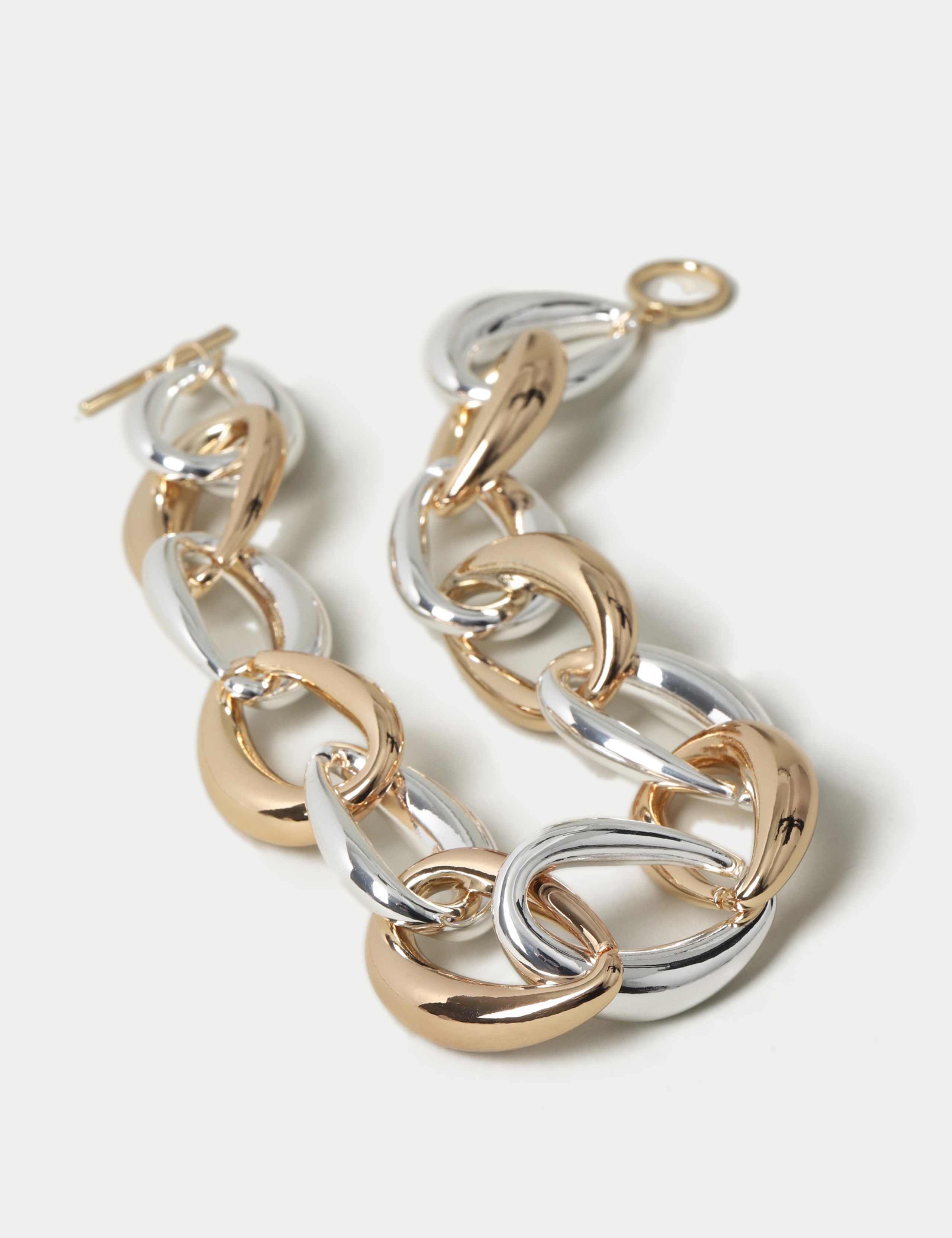 Mixed Metal Oversized Chunky Link Necklace 3 of 3