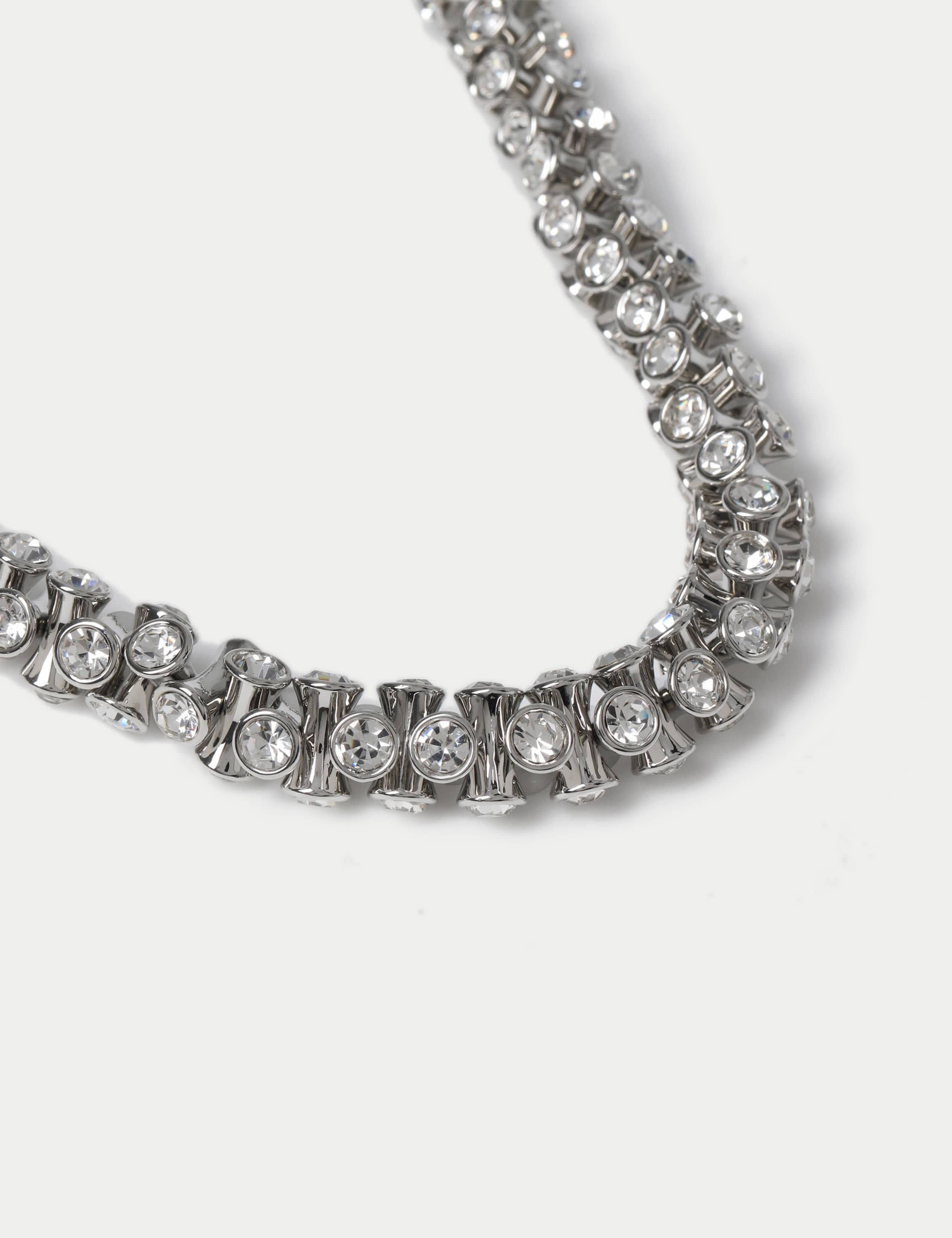 Silver Tone Chunky Pave Necklace 2 of 2