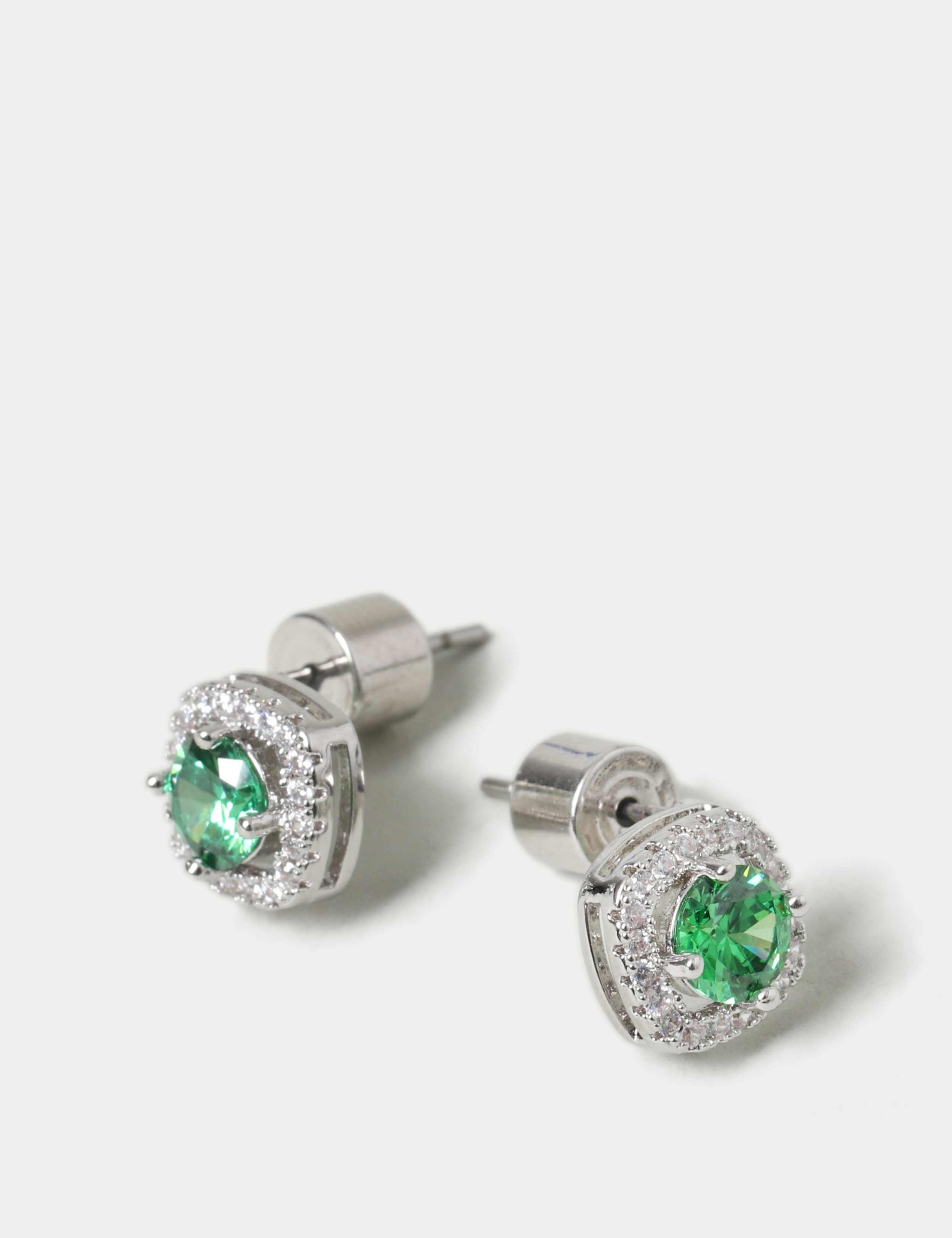 Platinum Plated Cubic Zirconia May Birthstone Stud Earring 3 of 3