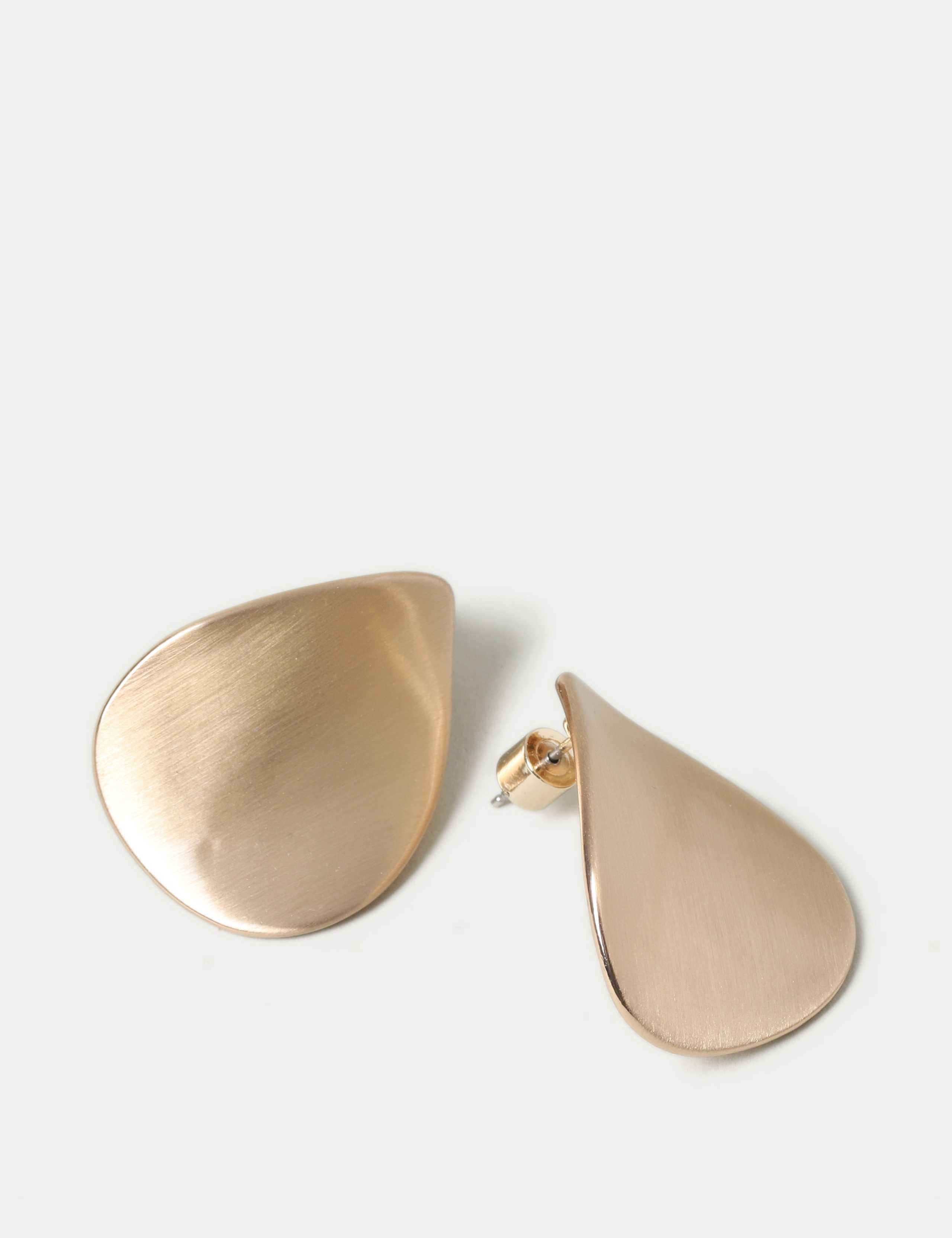 Gold Tone Brushed Stud Earring 2 of 3