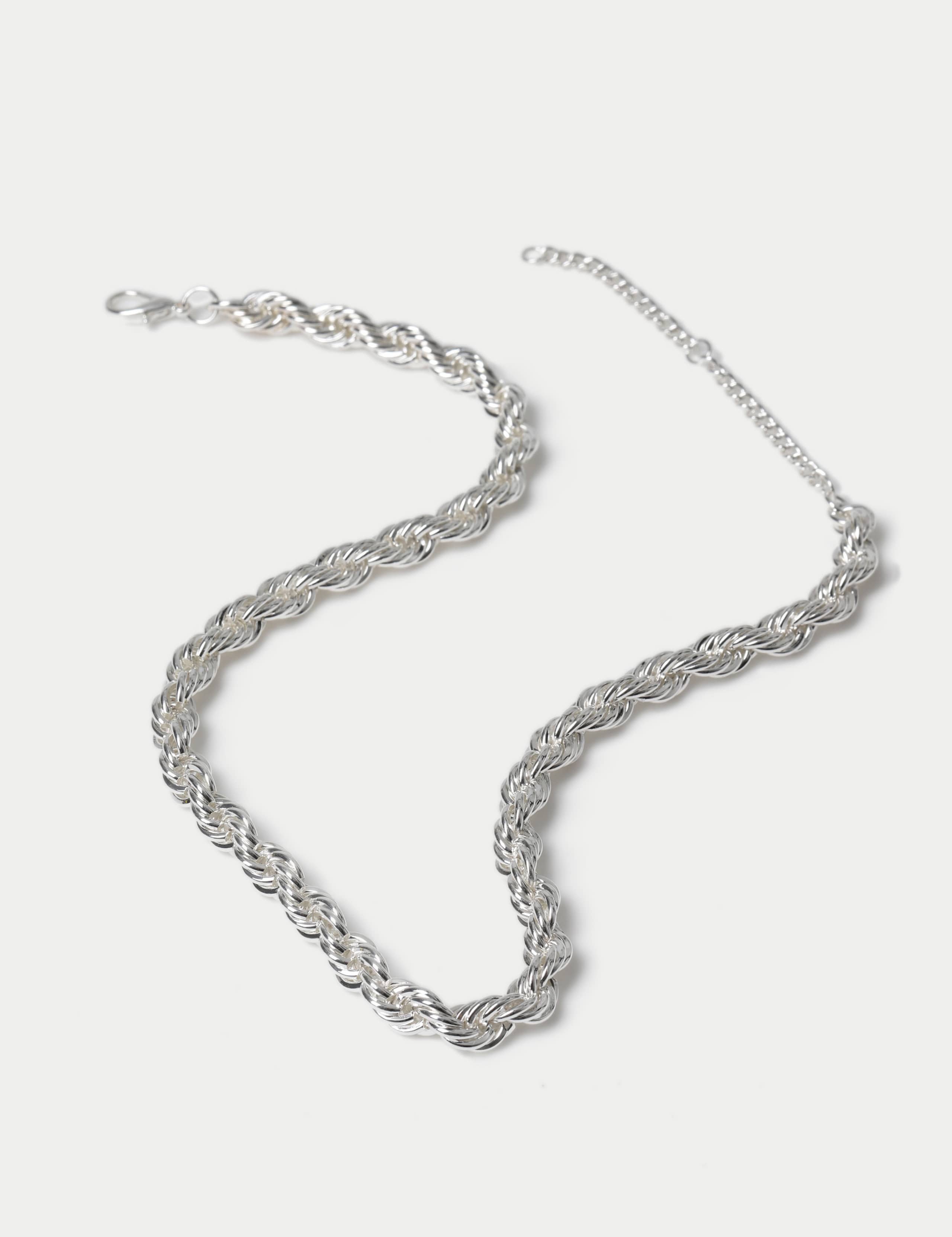 Silver Tone Chunky Twist Rope Chain 2 of 3