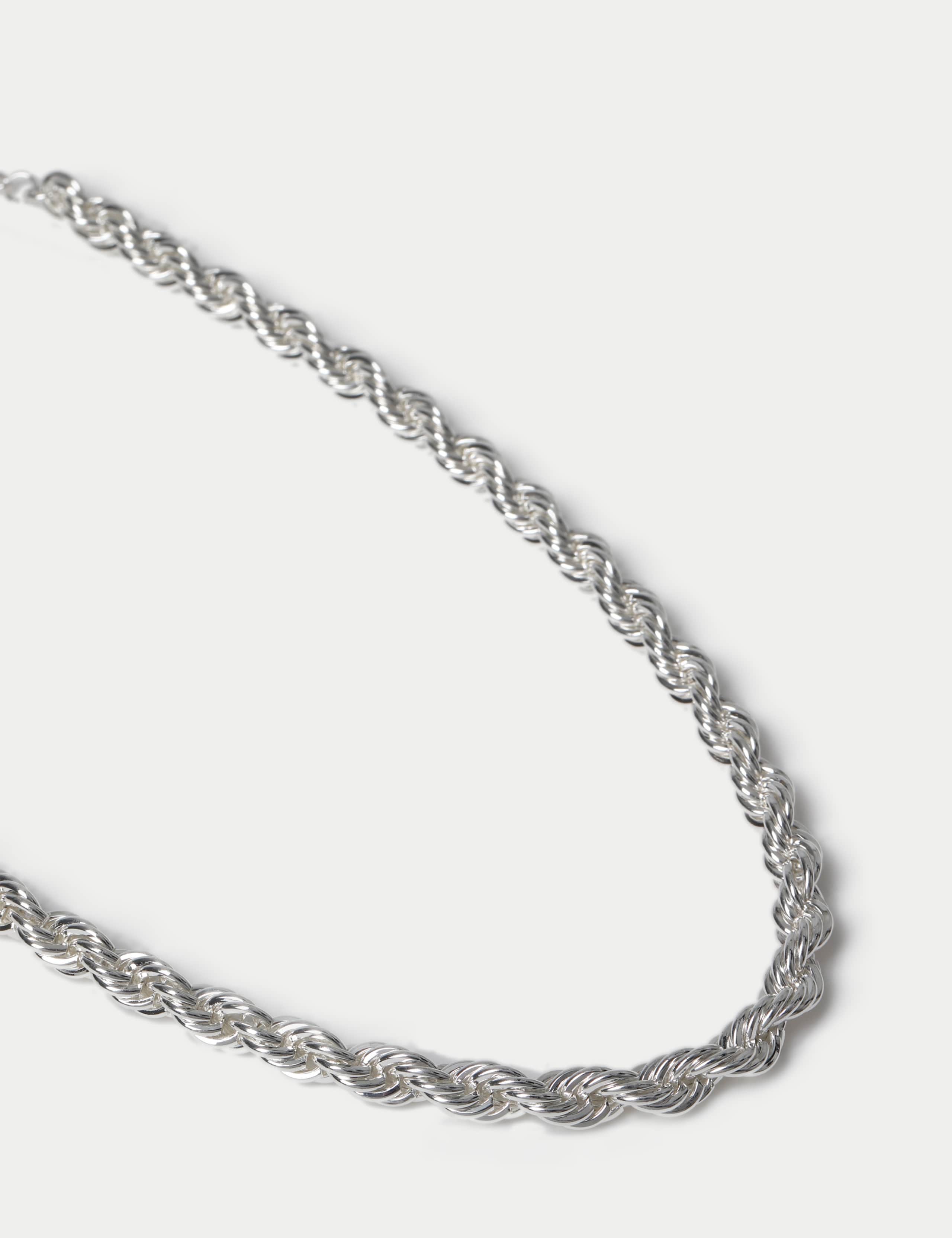 Silver Tone Chunky Twist Rope Chain 3 of 3