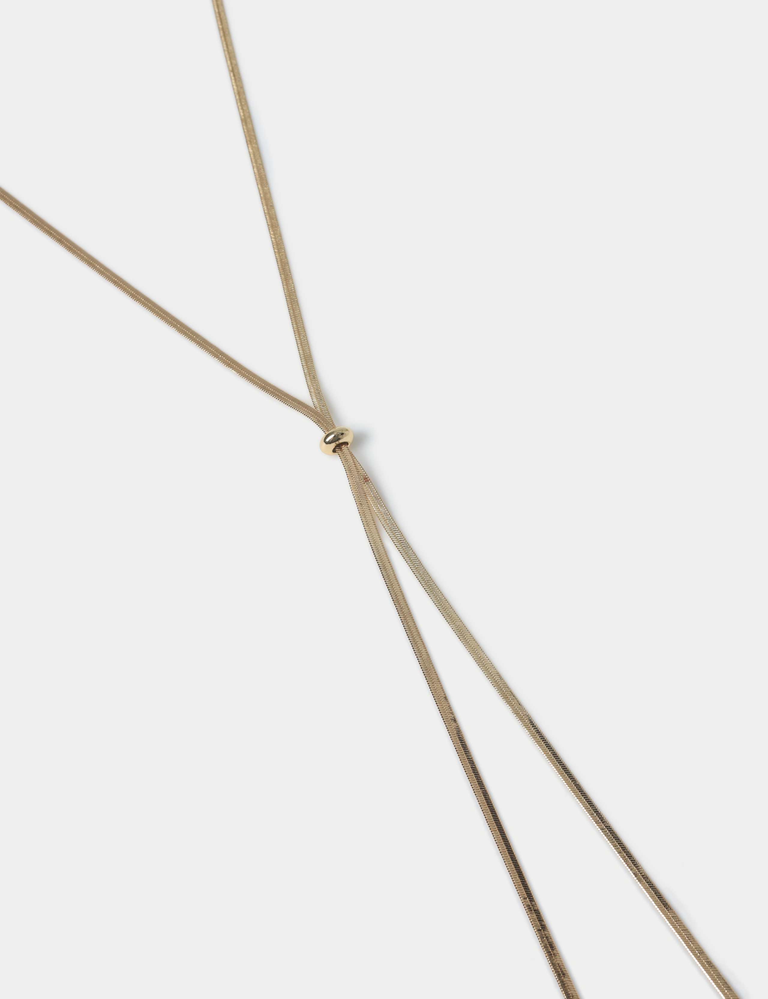 Gold Tone Snake Chain Lariat Long Necklace 2 of 2