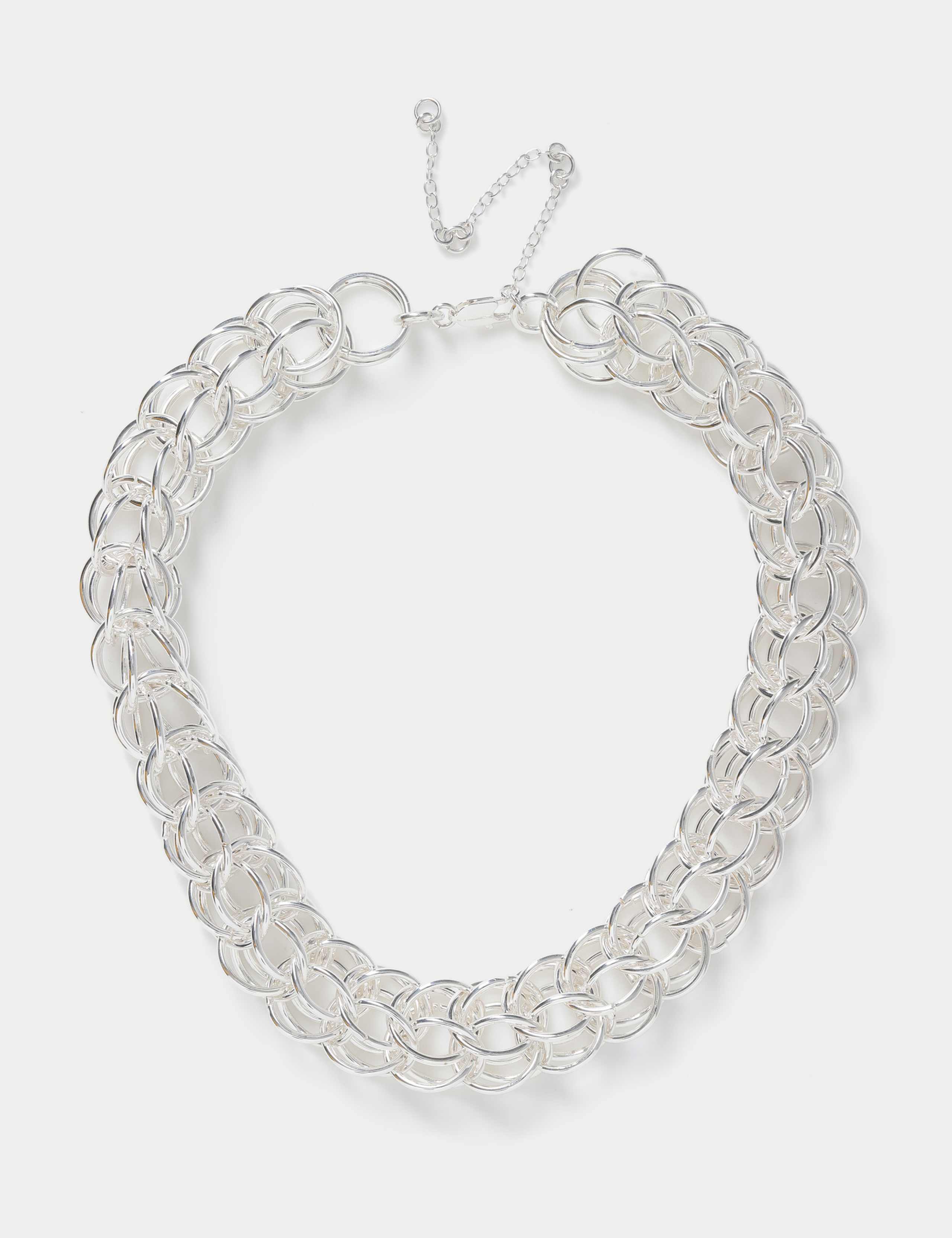 Silver Tone Chunky Link Necklace 2 of 2