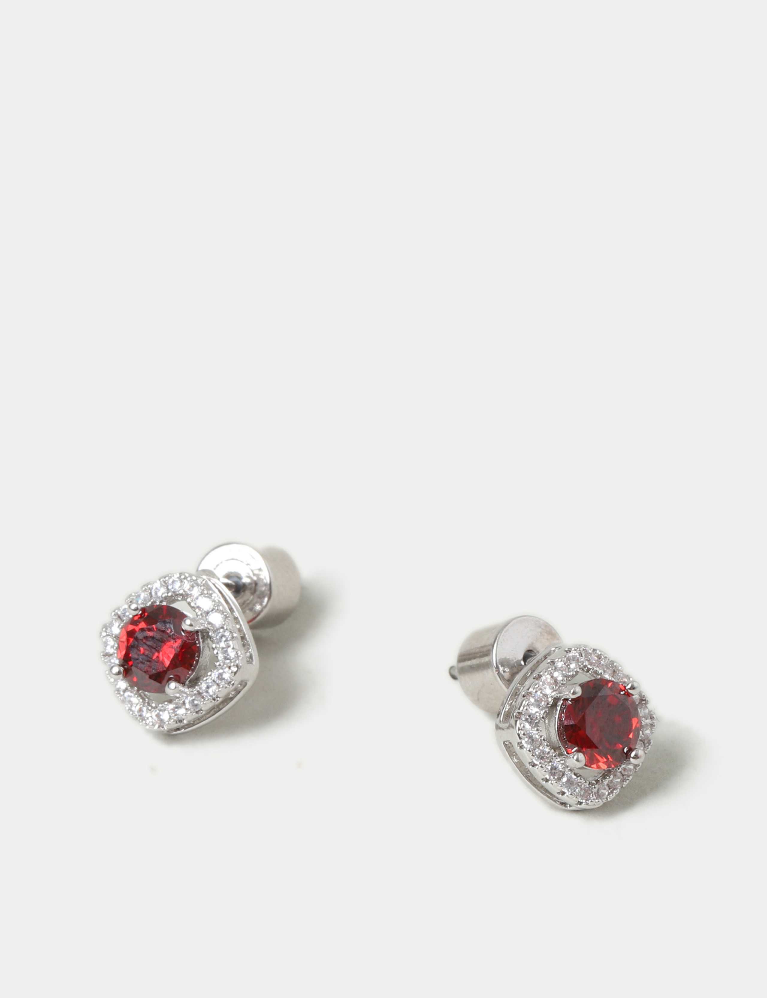 Platinum Plated Cubic Zirconia January Birthstone Stud Earring 3 of 3