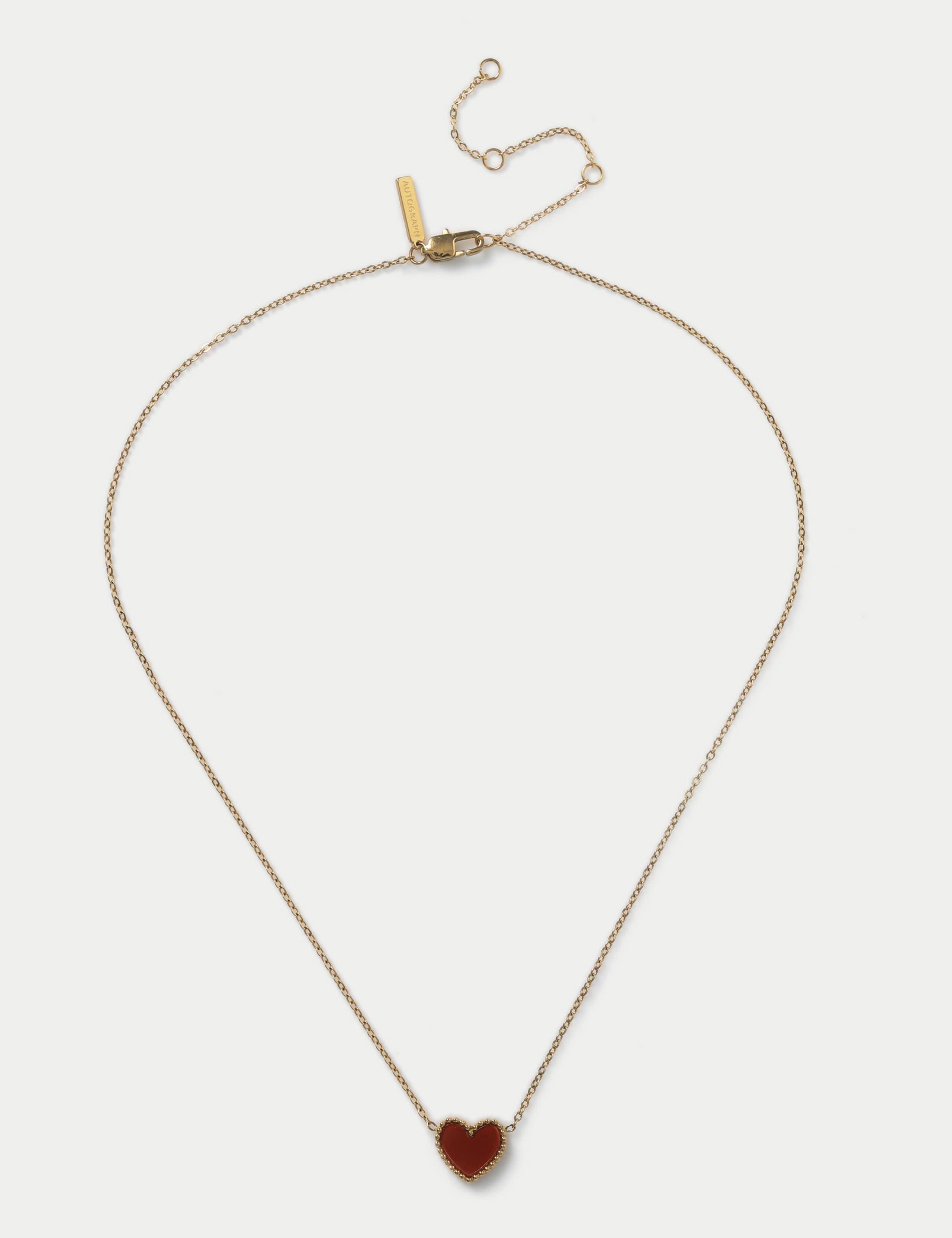 Waterproof Stainless Steel Burgundy Ditsy Necklace 1 of 2