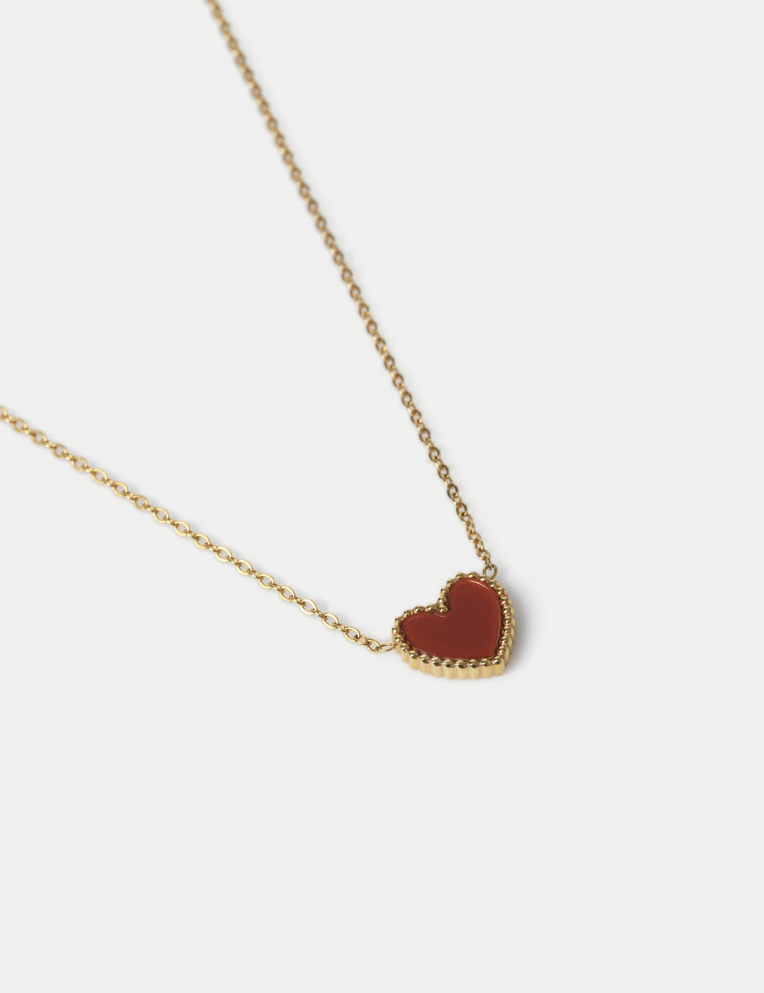 Waterproof Stainless Steel Burgundy Ditsy Necklace 2 of 2