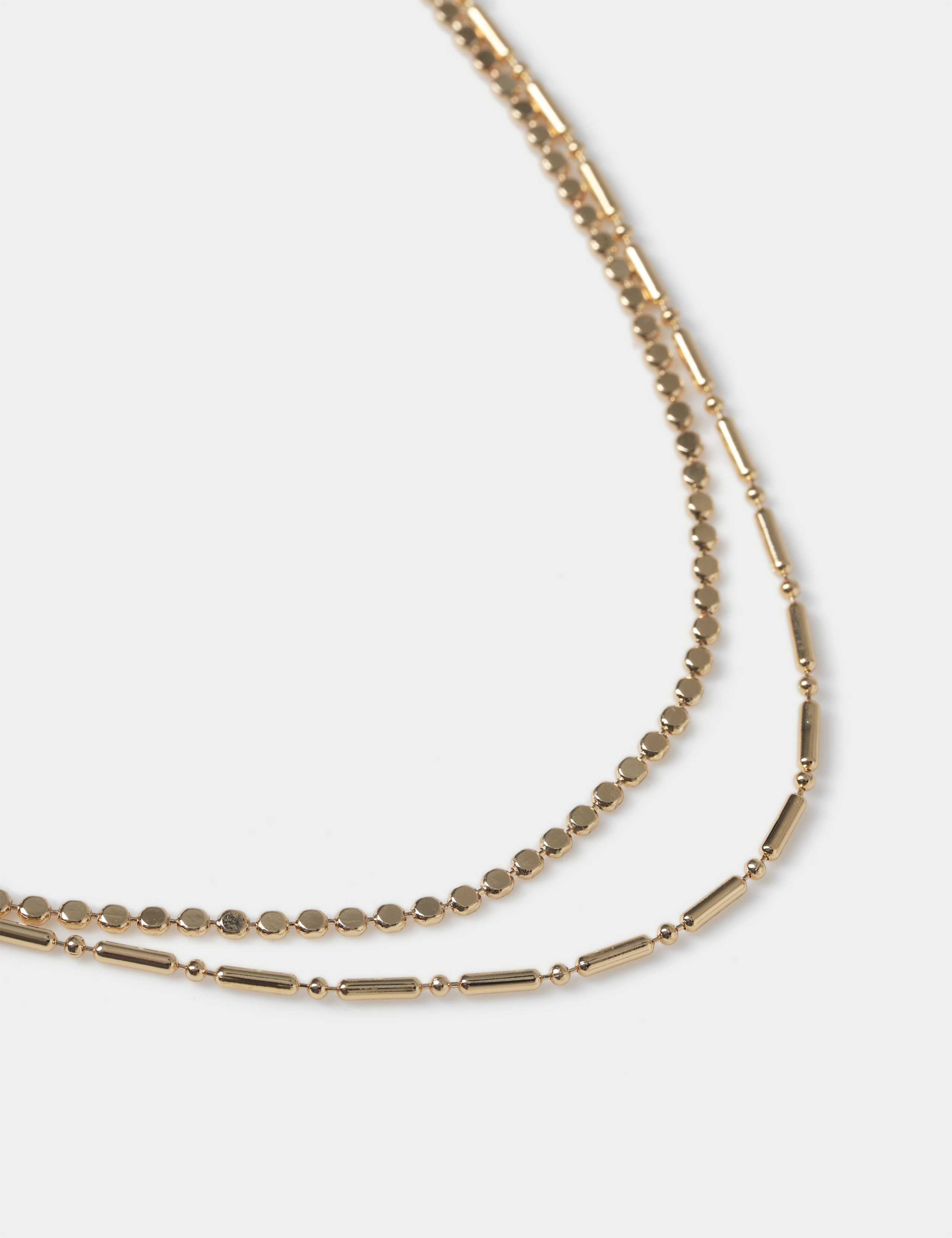 Gold Tone Multi Row Fine Chain Necklace 2 of 2
