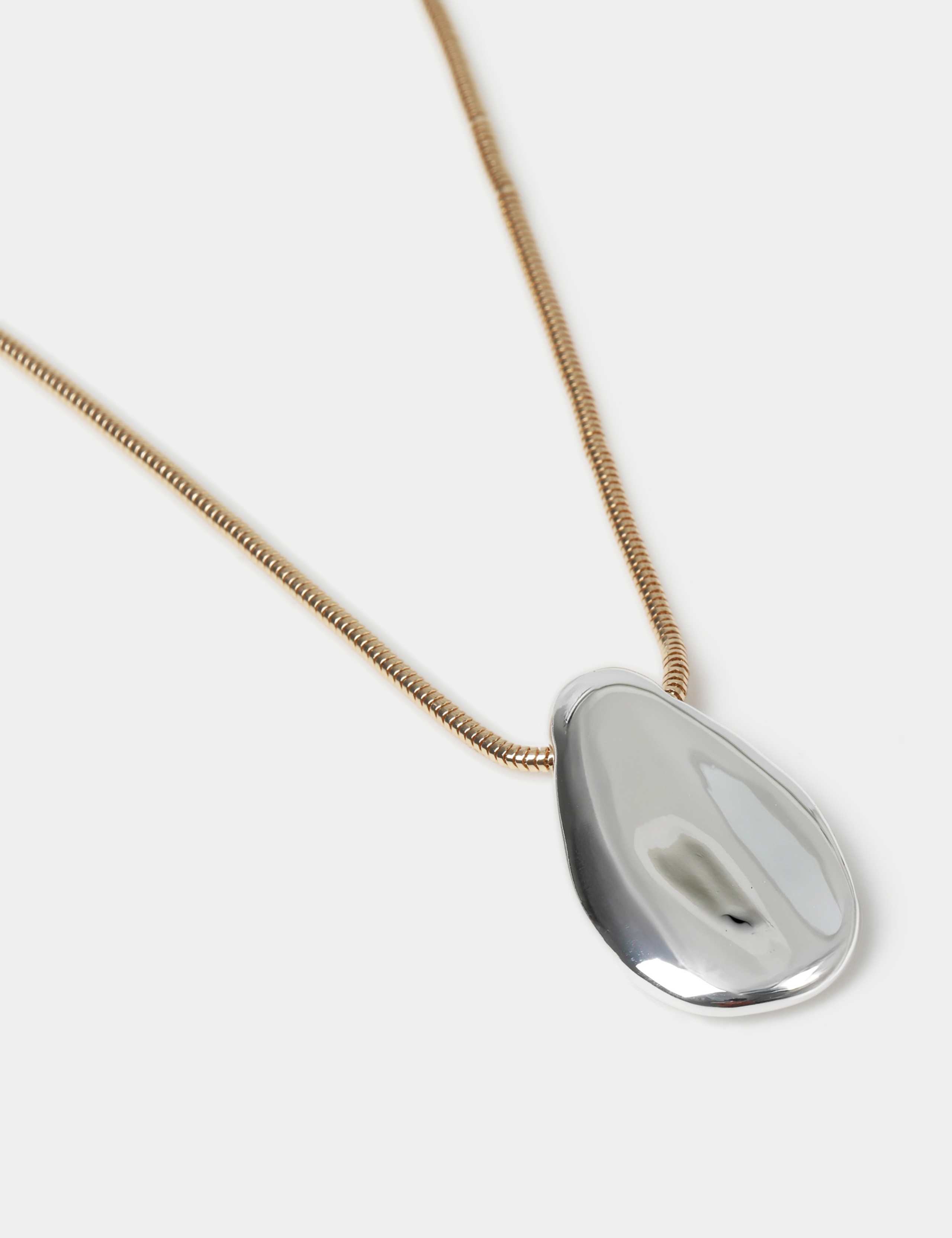 Mixed Metal Oval Pendant Necklace 2 of 2