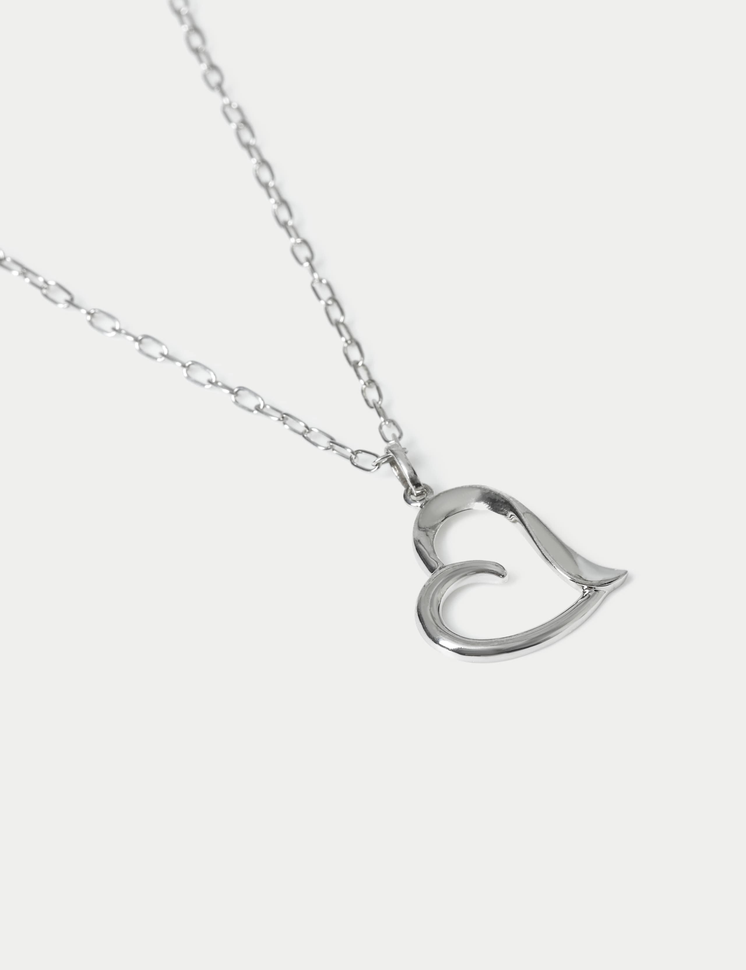 925 Sterling Silver Heart Charm Necklace 2 of 2