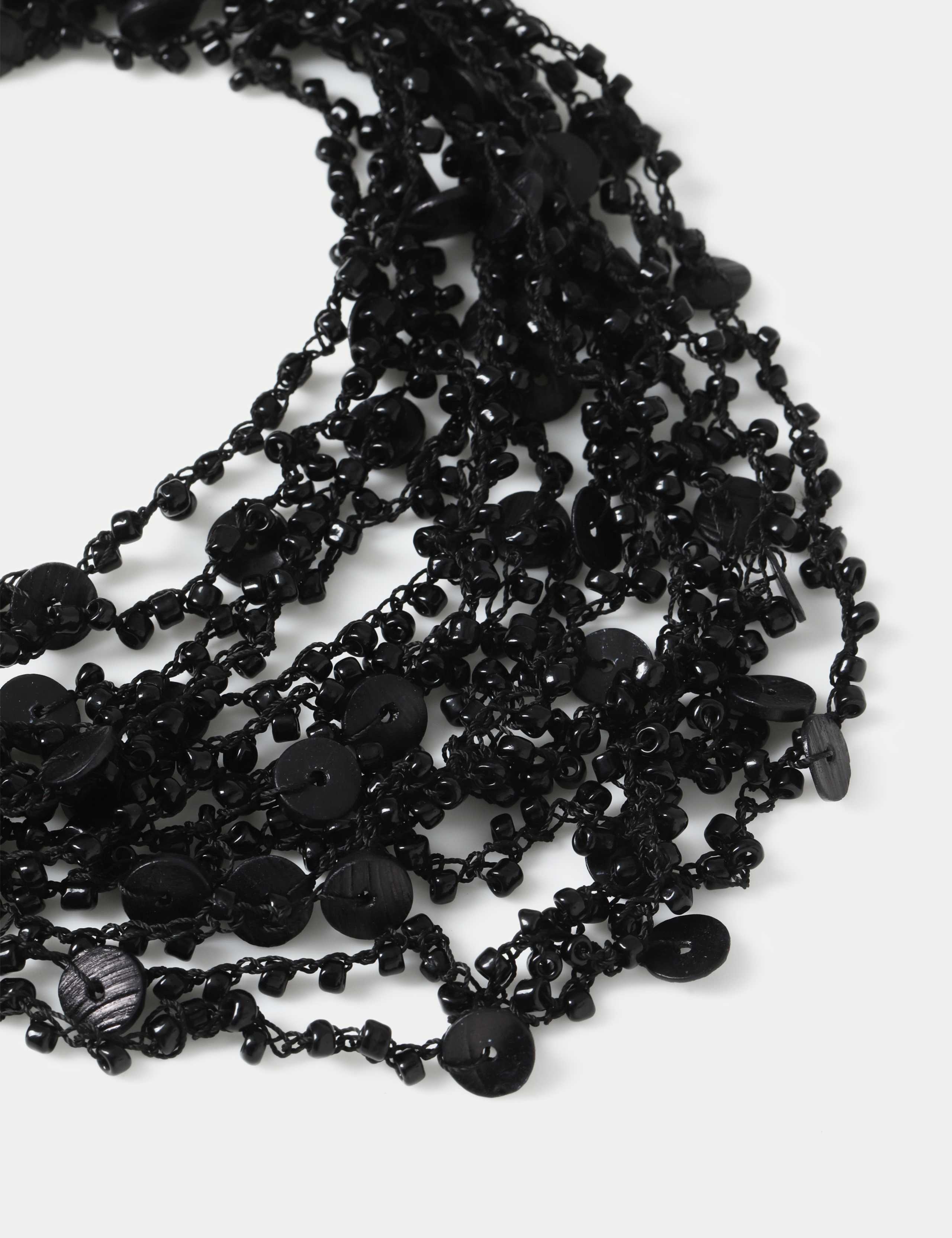 Black Beaded Multirow Chipping Necklace 2 of 2