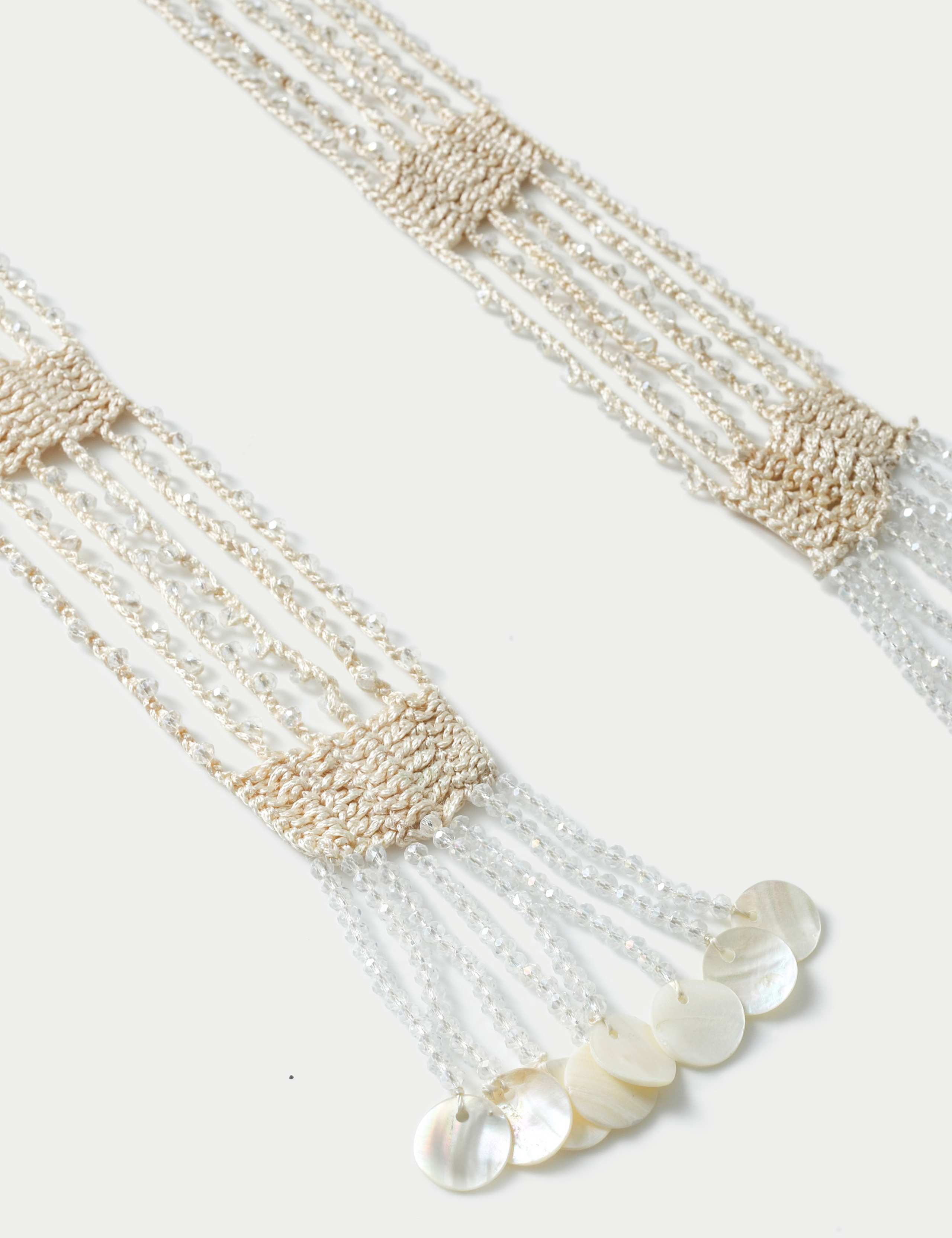 Cream Beaded Scarf 2 of 3
