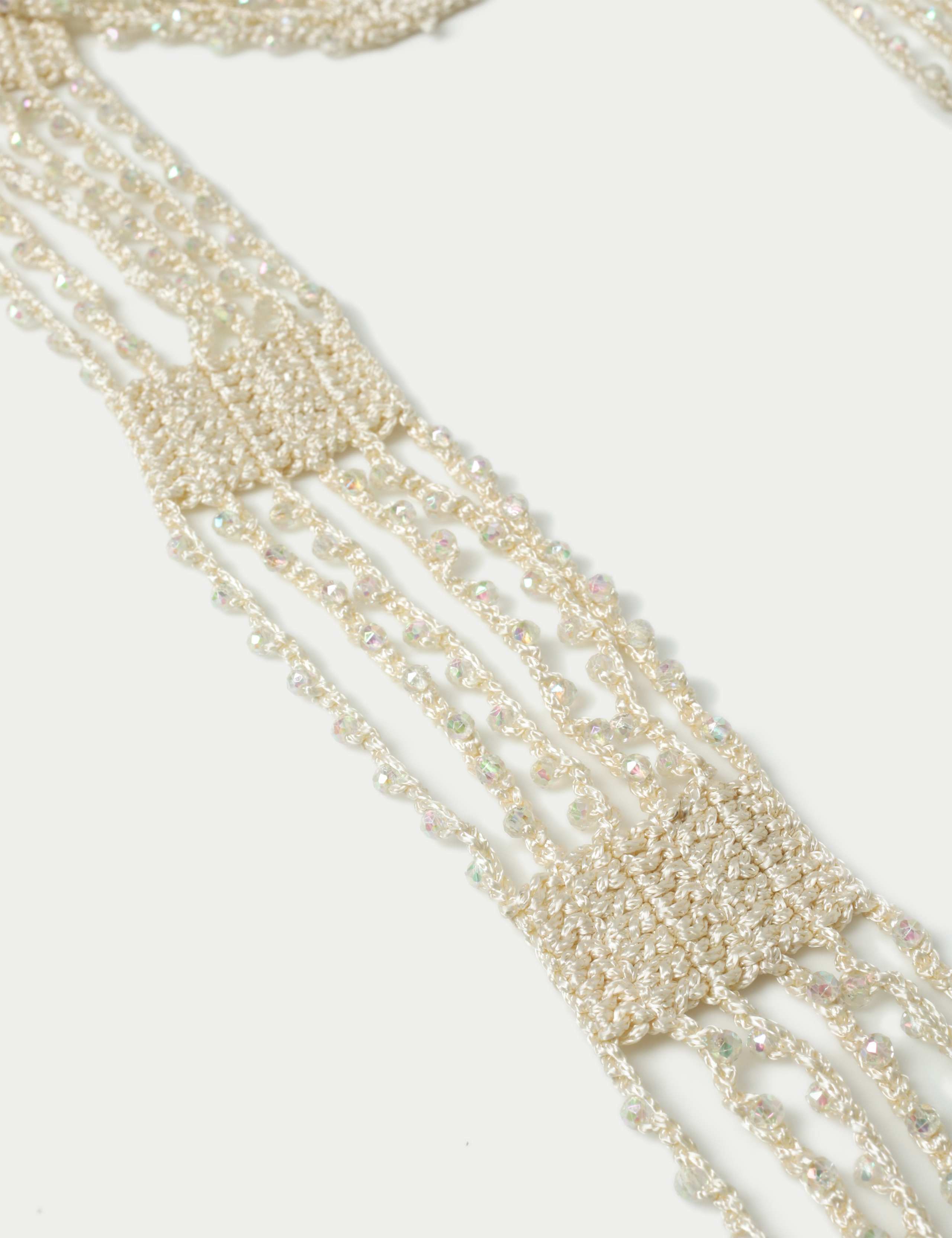 Cream Beaded Scarf 3 of 3