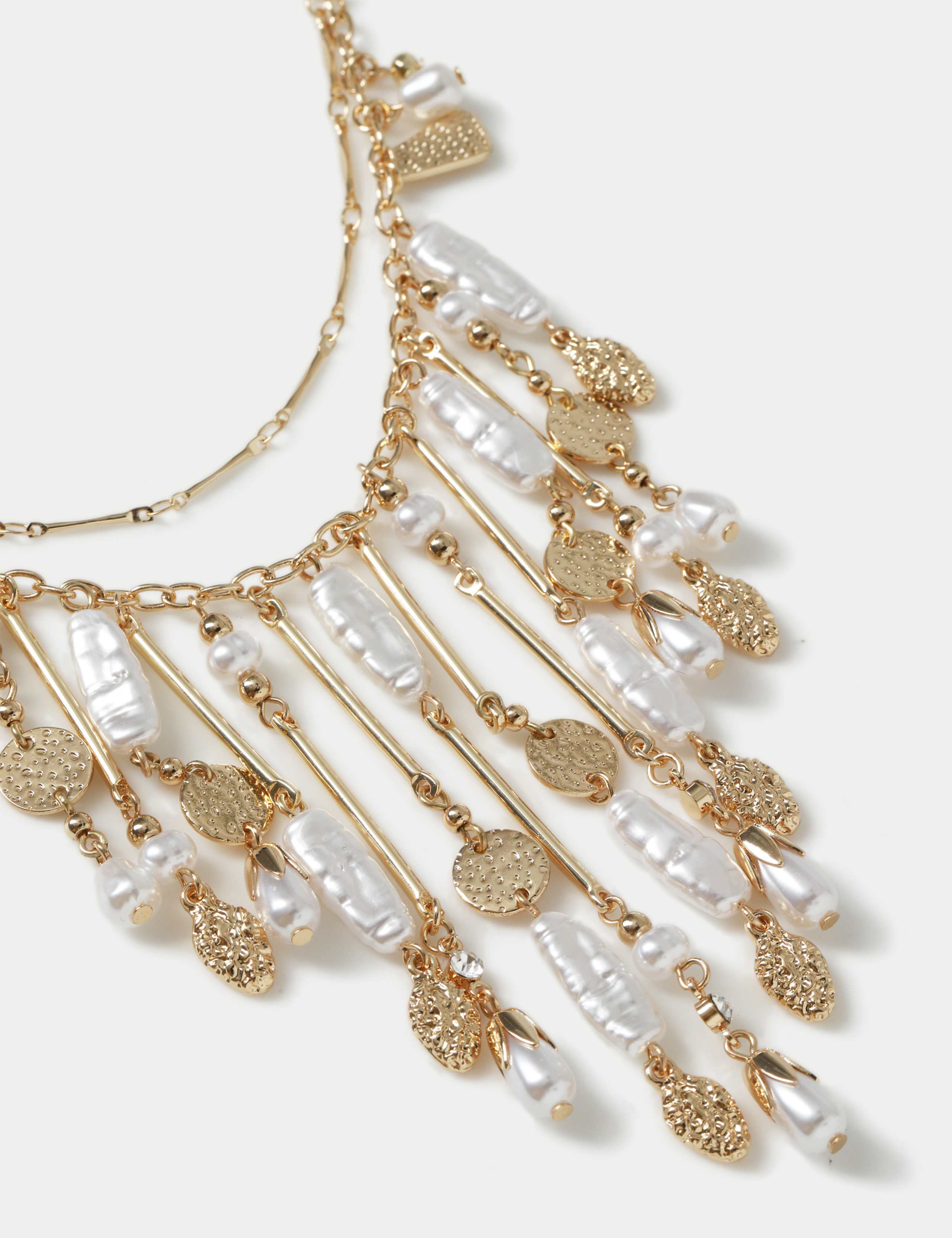 Pearl and Fringe Multi Row Necklace 2 of 2