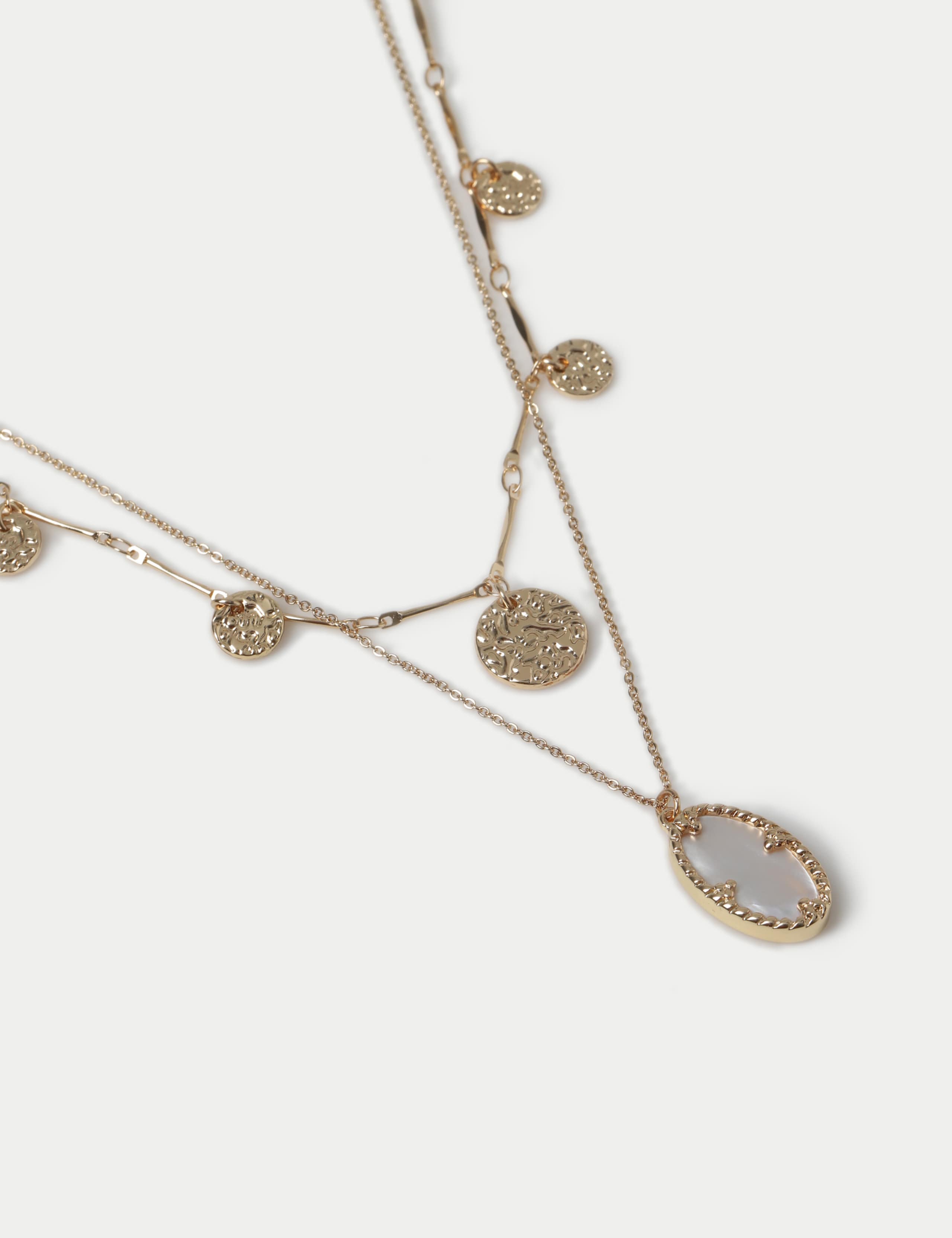 Multi Row Disc Pendant Necklace 2 of 2