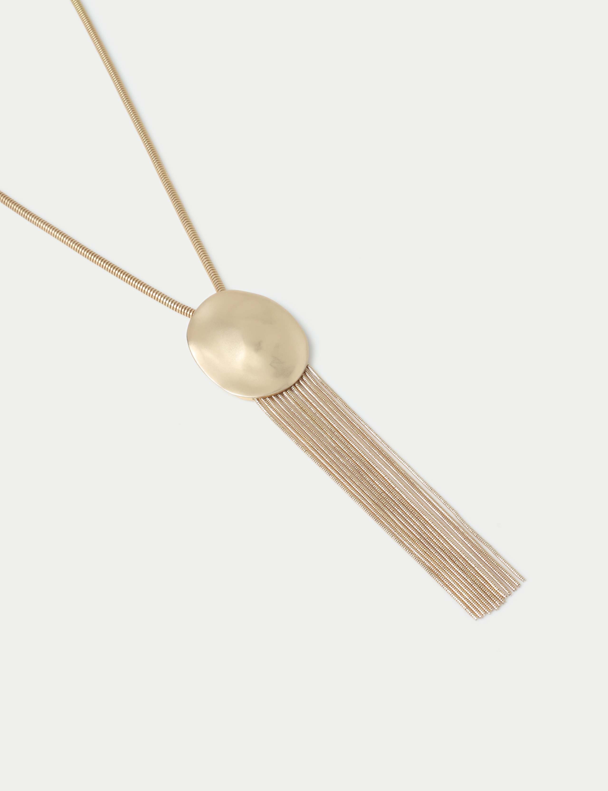 Brushed Disc Tassel Long Pendant Necklace 2 of 2