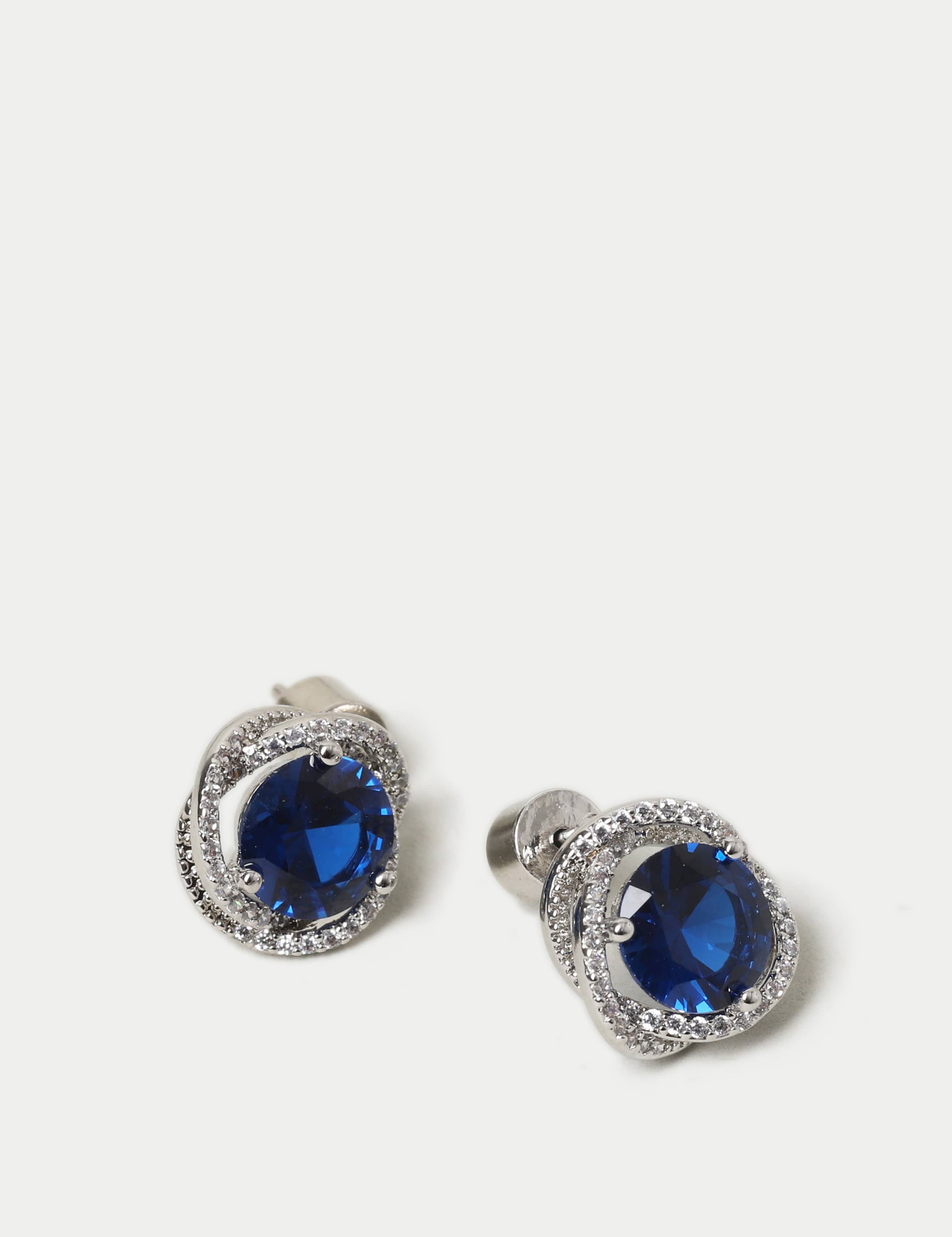 Platinum Plated Mega Sapphire Earring 2 of 2